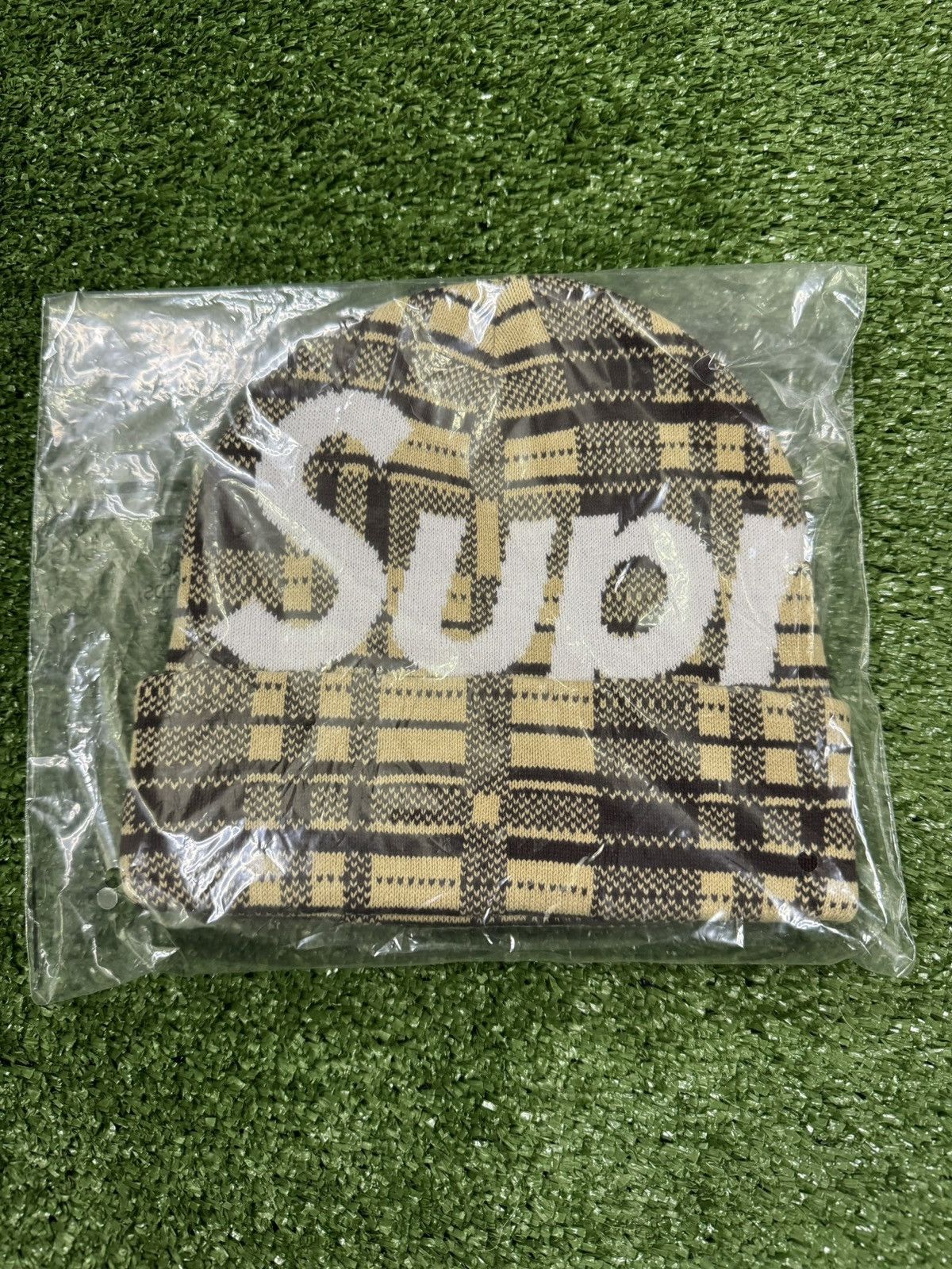 Pre-owned Supreme Big Logo Beanie In Tan