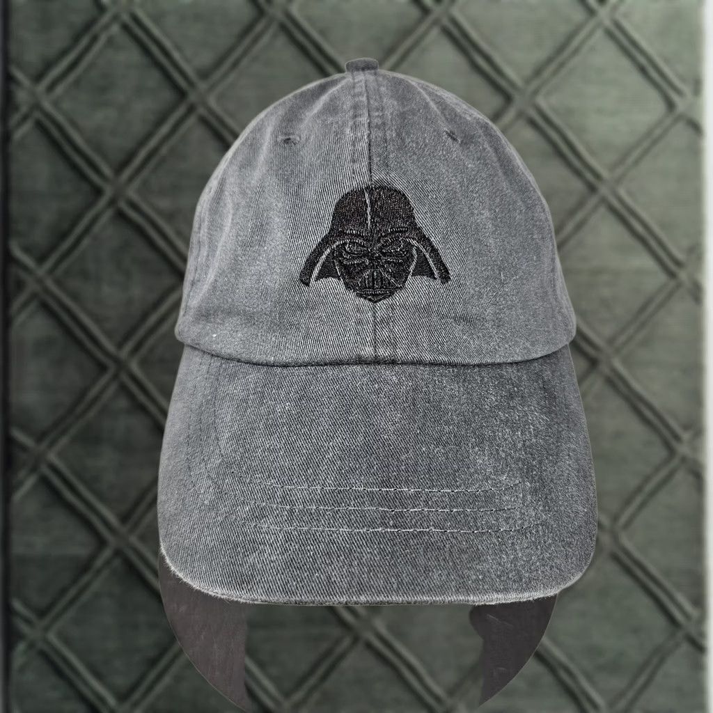 Vintage Darth Vader Star Wars Hat Strap Back Gray Mens Baseball Cap L Adjustable Embroidered Movie Space Twill Cotton Nylon Faux Leather Size ONE SIZE - 1 Thumbnail