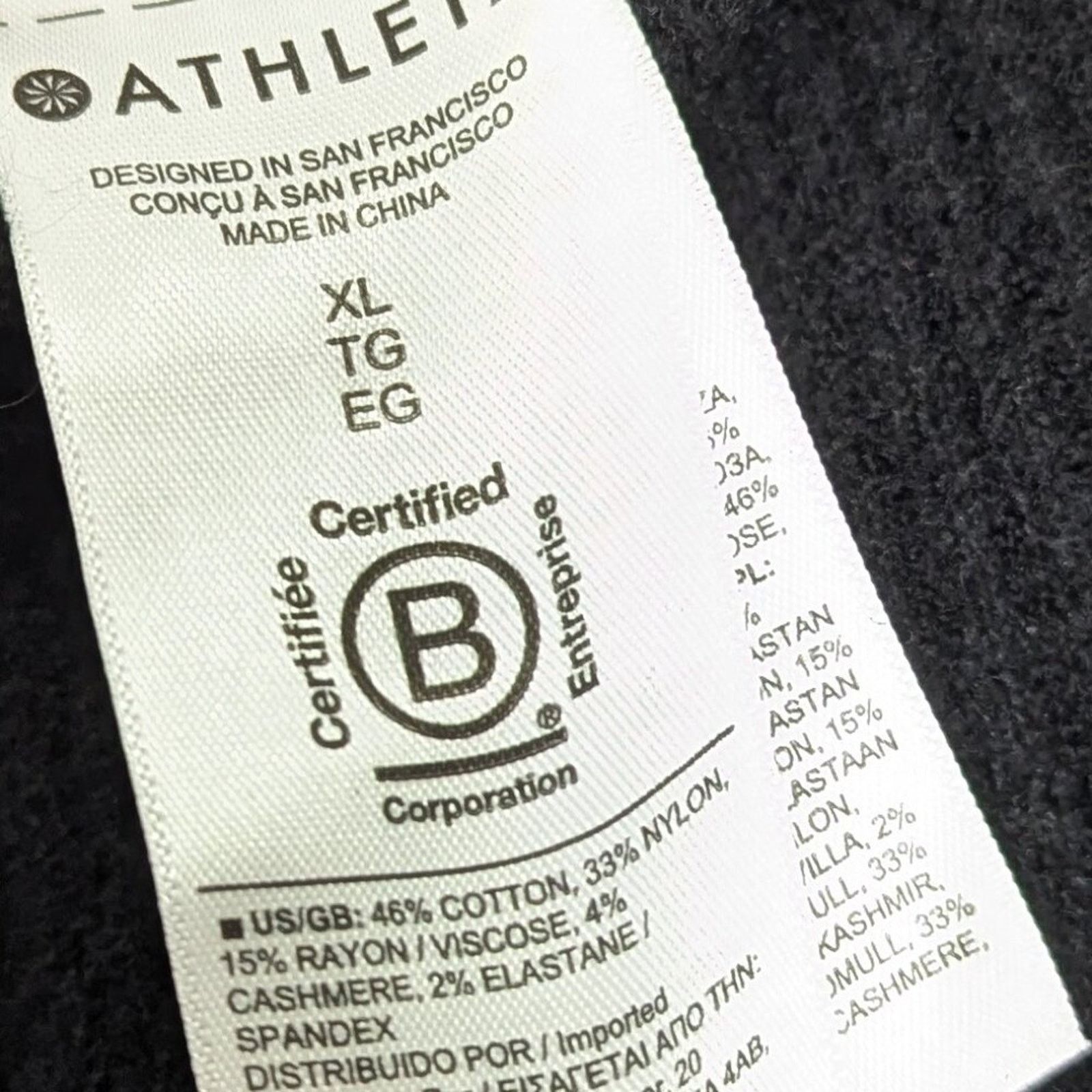 Athleta Black Felicity Cozy Pant Cashmere Blend Pockets XL
