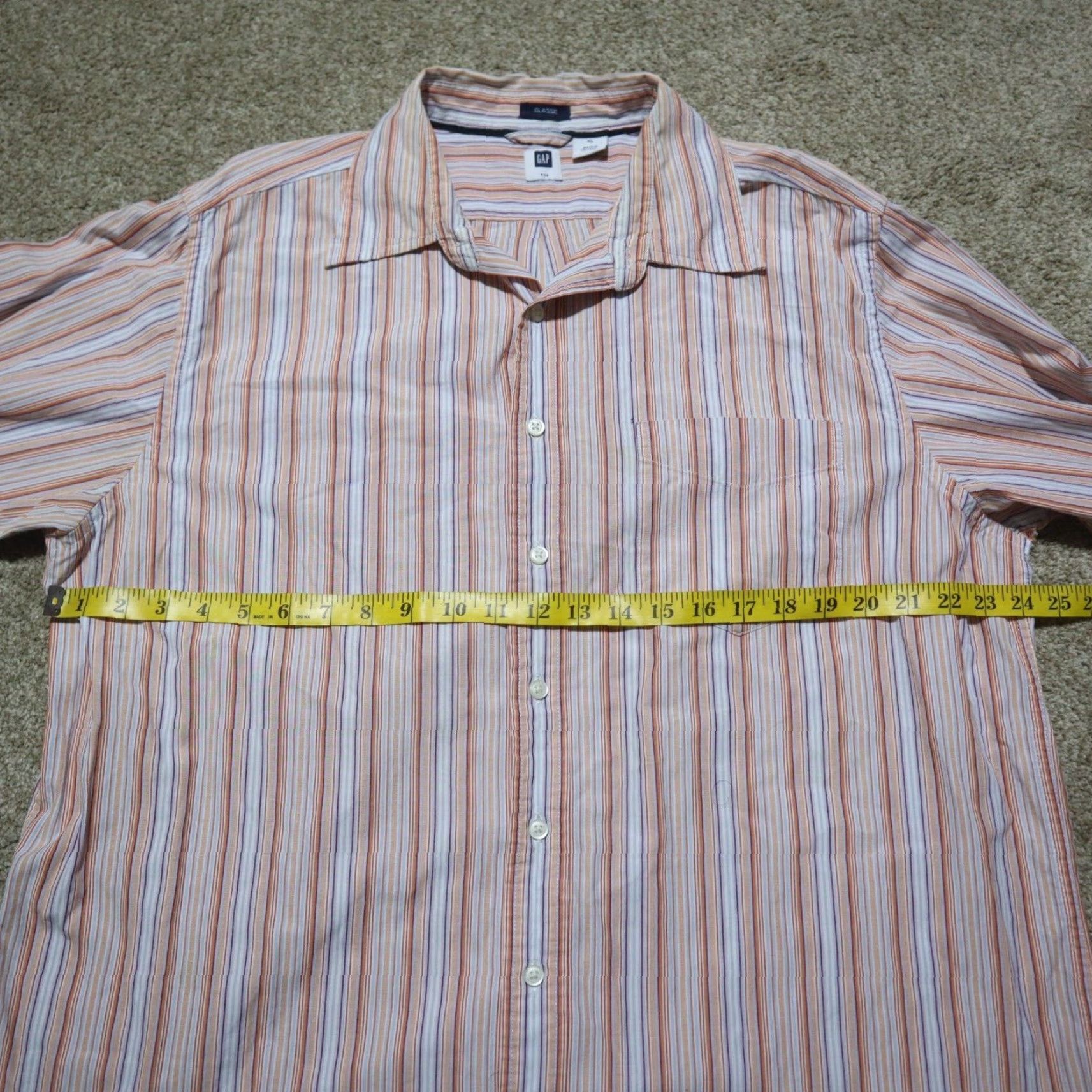 Gap Gap Shirt Button-Up XL Men Orange Striped Check Classic Vintage No N/A Size US XL / EU 56 / 4 - 4 Thumbnail