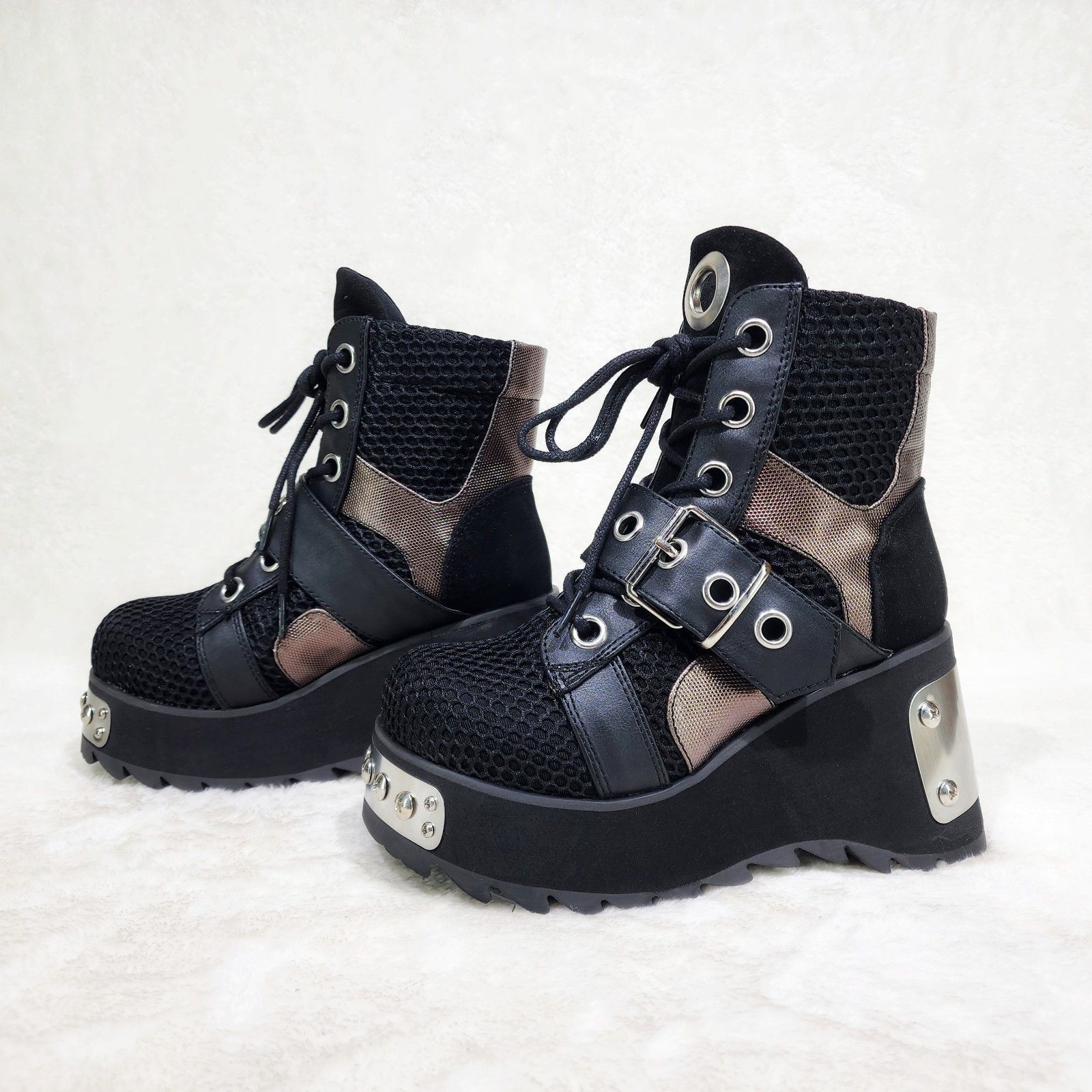 Demonia Cult DEMONIA Scene 50 Platform Goth Punk Ankle Boots Size US 11 / IT 41 - 3 Thumbnail