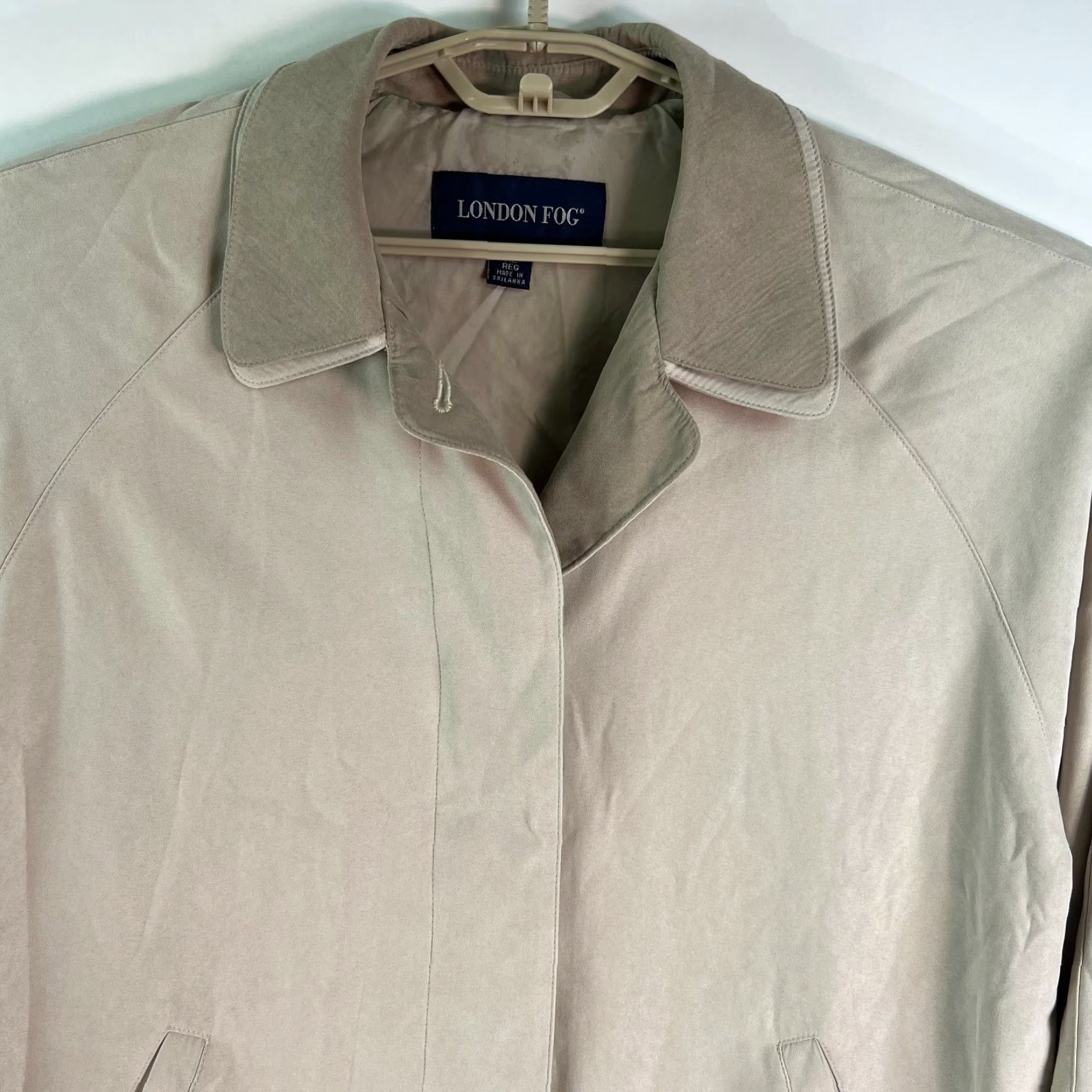 London Fog London Fog Jacket XL Mens Beige Long Sleeve Button Front Collared Zip Classic Rain Coat Softshell Nylon Lining Size US XL / EU 56 / 4 - 3 Thumbnail