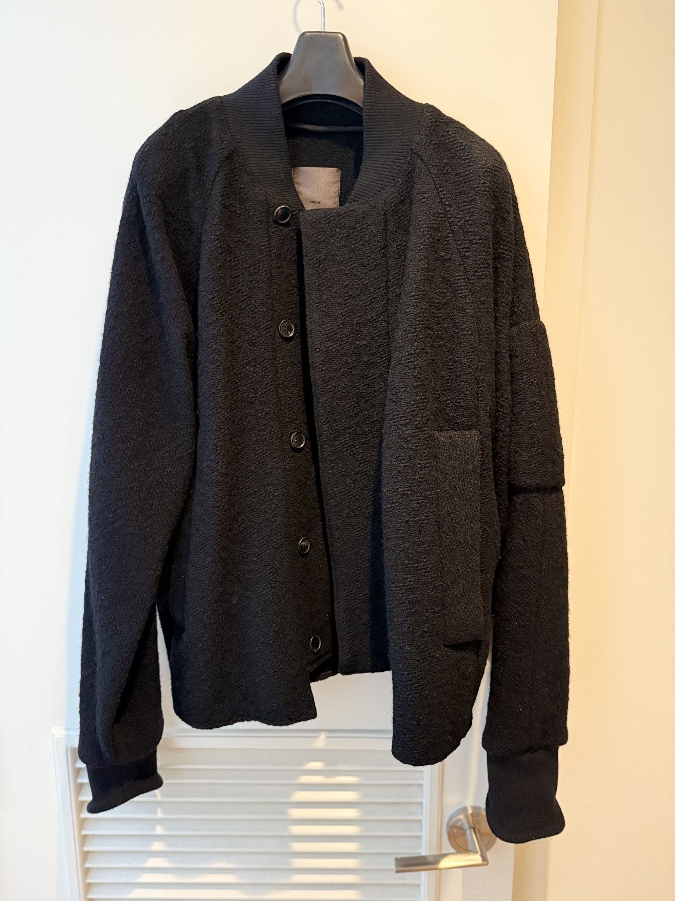 Siki Im Siki Im Men's Boucle Wool Black Bomber Jacket Size US M / EU 48-50 / 2 - 2 Thumbnail