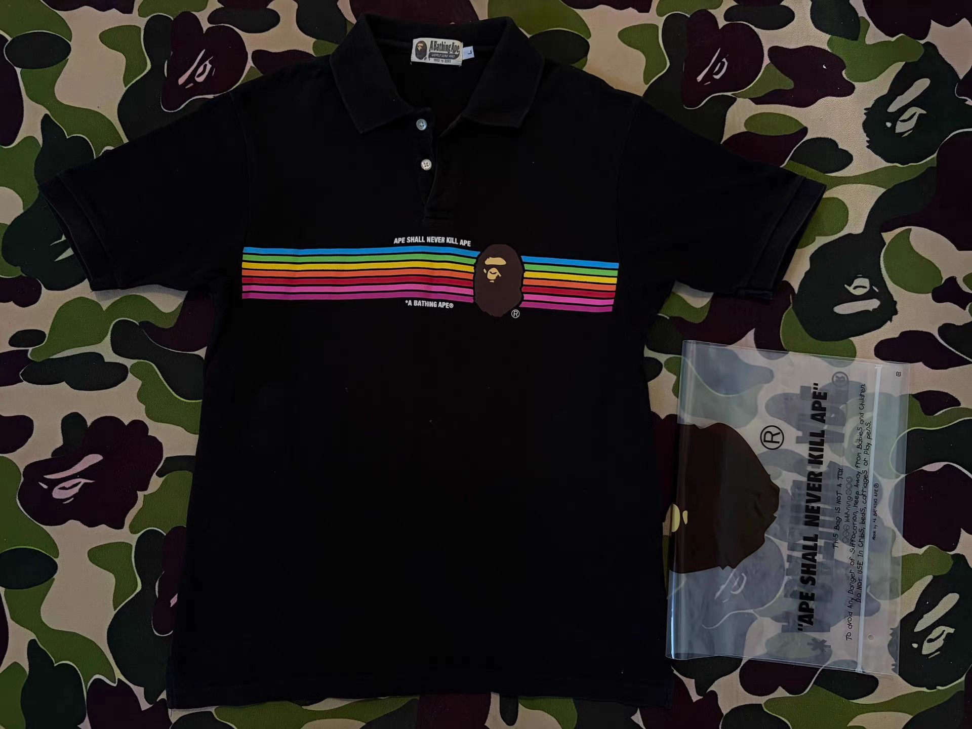 Bape Bape Rainbow Stripe Polo Shirt Size US L / EU 52-54 / 3 - 1 Thumbnail