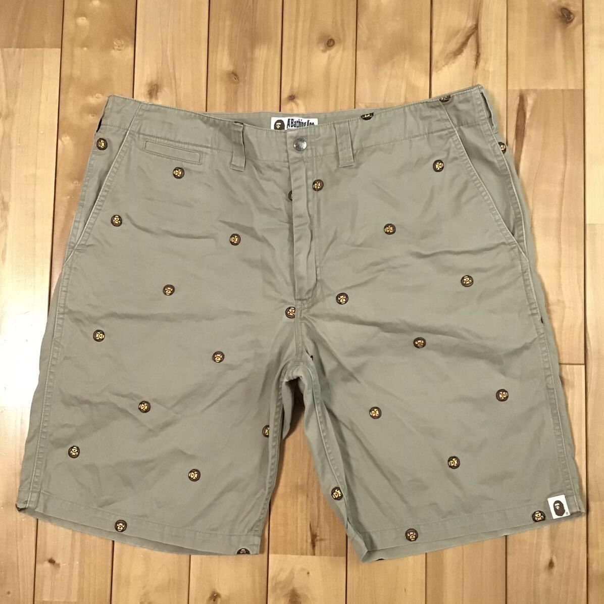 image of Bape Milo Face Embroidery Shorts A Bathing Ape ★Size XL in Beige, Men's (Size 36)