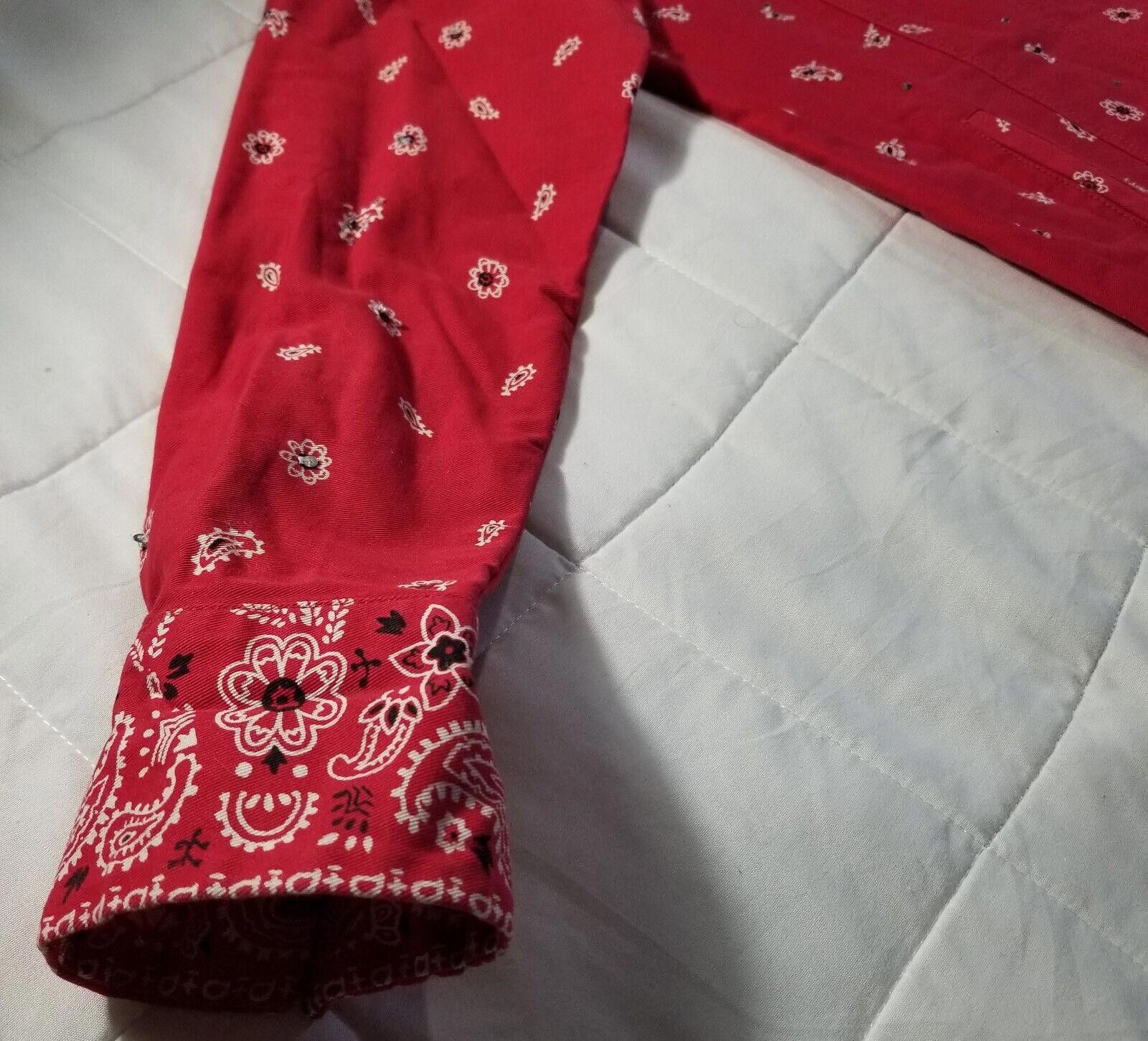 Other The Quacker Factory Red Shirt w/ Paisley/Rhinestones Size 8 Size M / US 6-8 / IT 42-44 - 3 Thumbnail