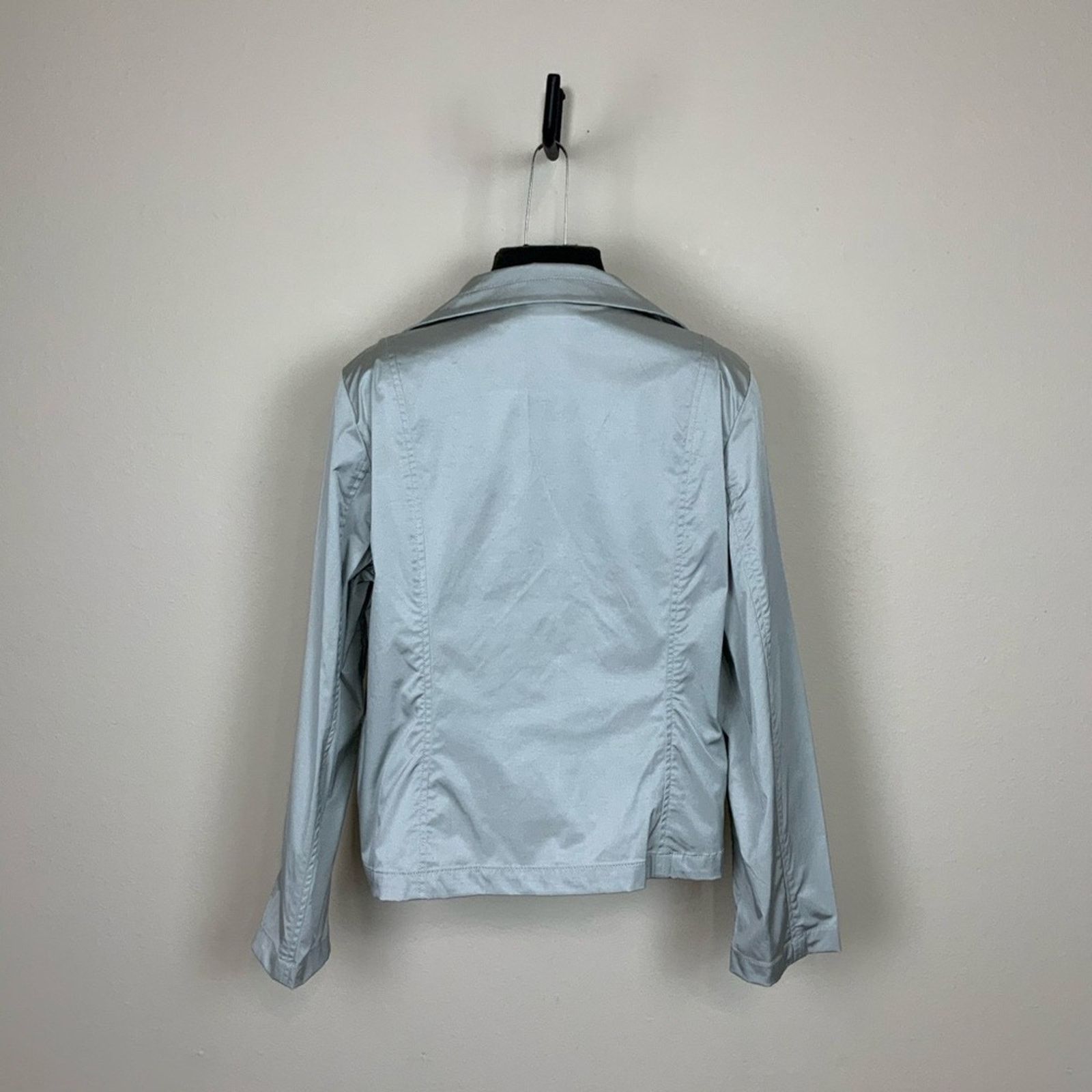 Chicos Chico's Carlynn Jacket Front Zip Metallic Sheen Gray Large Size L / US 10 / IT 46 - 4 Thumbnail