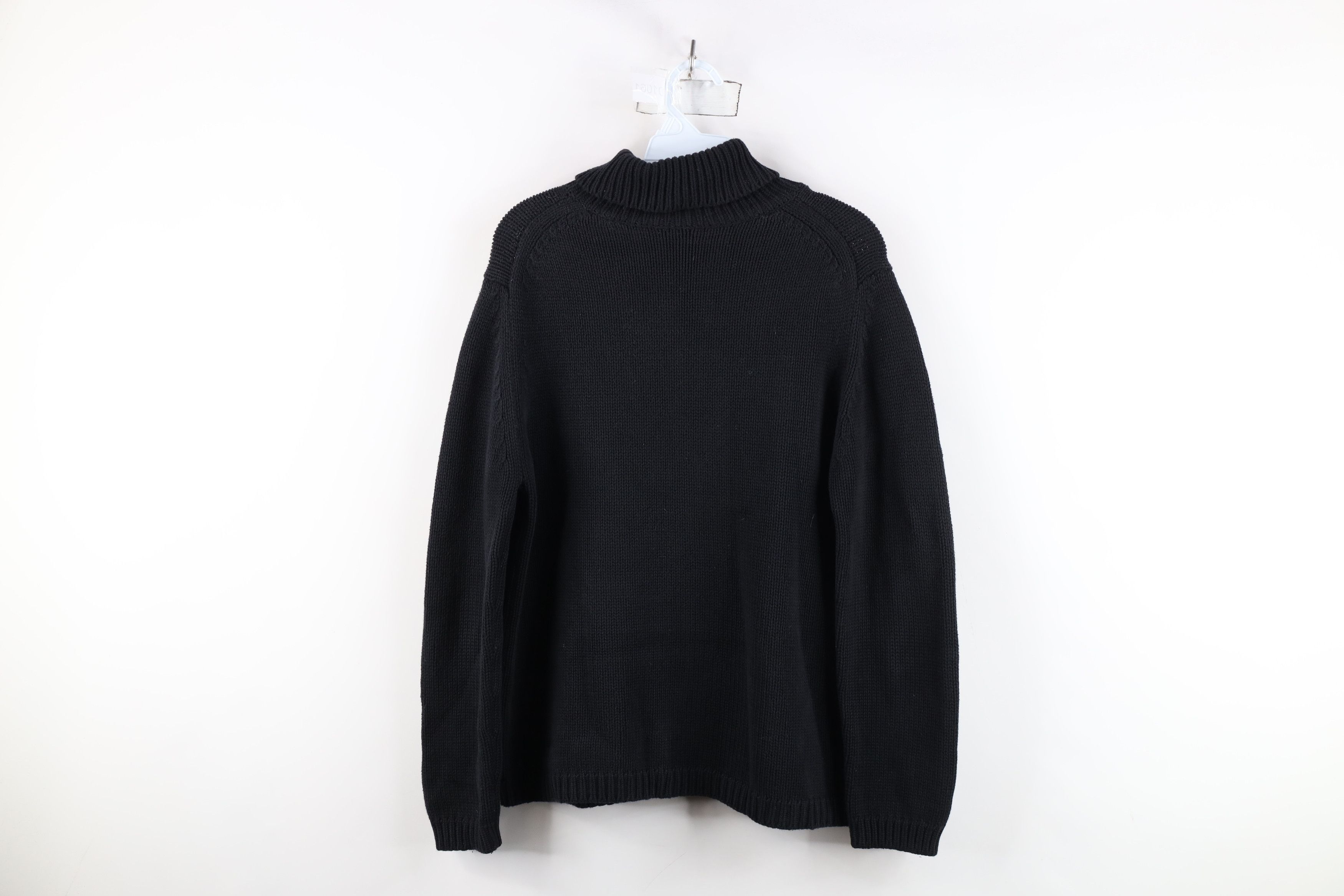 Vintage Vintage 90s Streetwear Cotton Knit Turtleneck Sweater Black Size L / US 10 / IT 46 - 11 Thumbnail