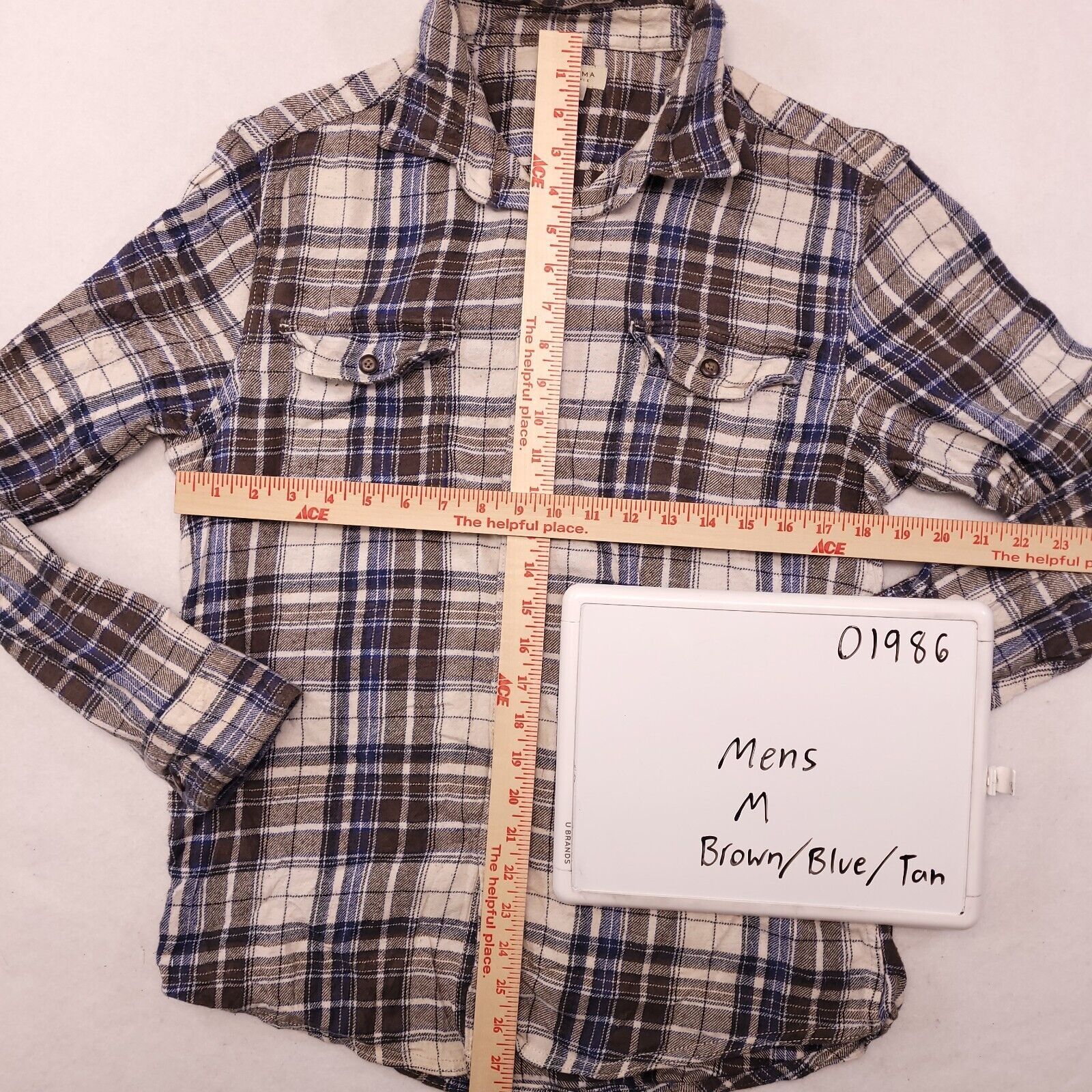 Sonoma Sonoma Madras Flannel Button Up Shirt Mens Size M Brown Blue Size US M / EU 48-50 / 2 - 7 Thumbnail