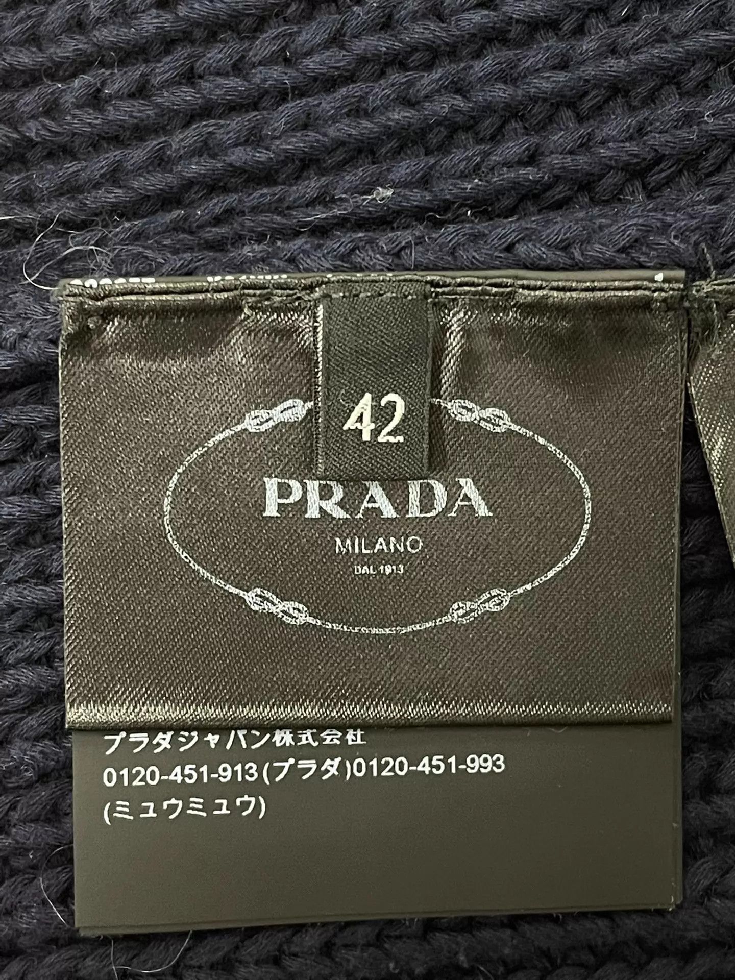 Prada Prada Navy Blue Logo Knit Sweater Size 42 Size M / US 6-8 / IT 42-44 - 5 Thumbnail