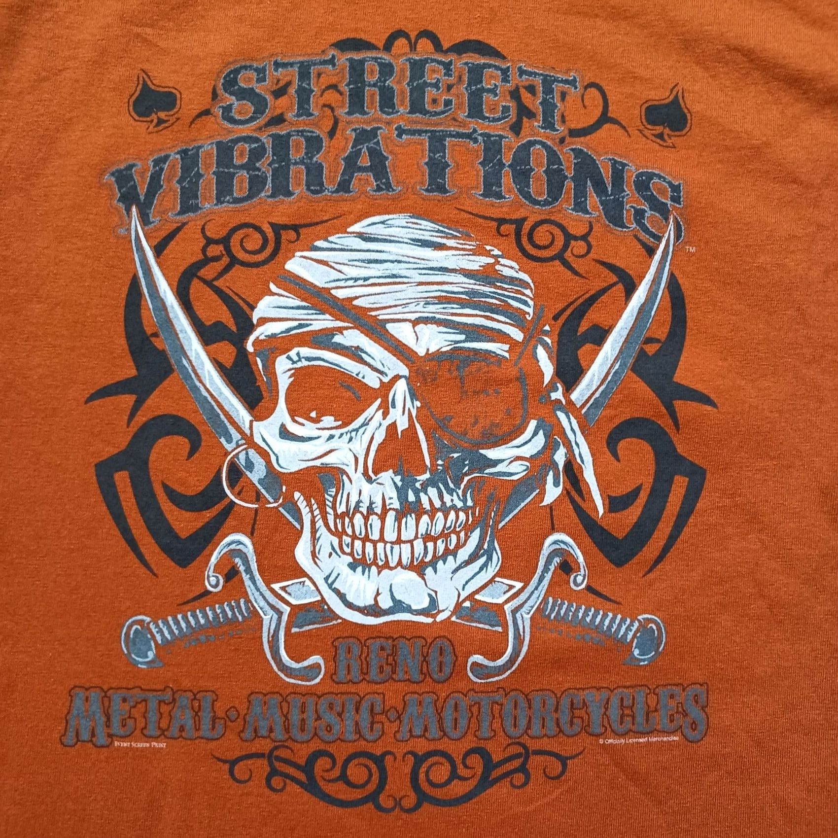Rusty Alstyle Apparel & Activewear Shirt Mens M Orange Graphic Print Skull Metal Music Vintage Rust Orange Street Vibrations Reno Shirt Size US M / EU 48-50 / 2 - 2 Thumbnail