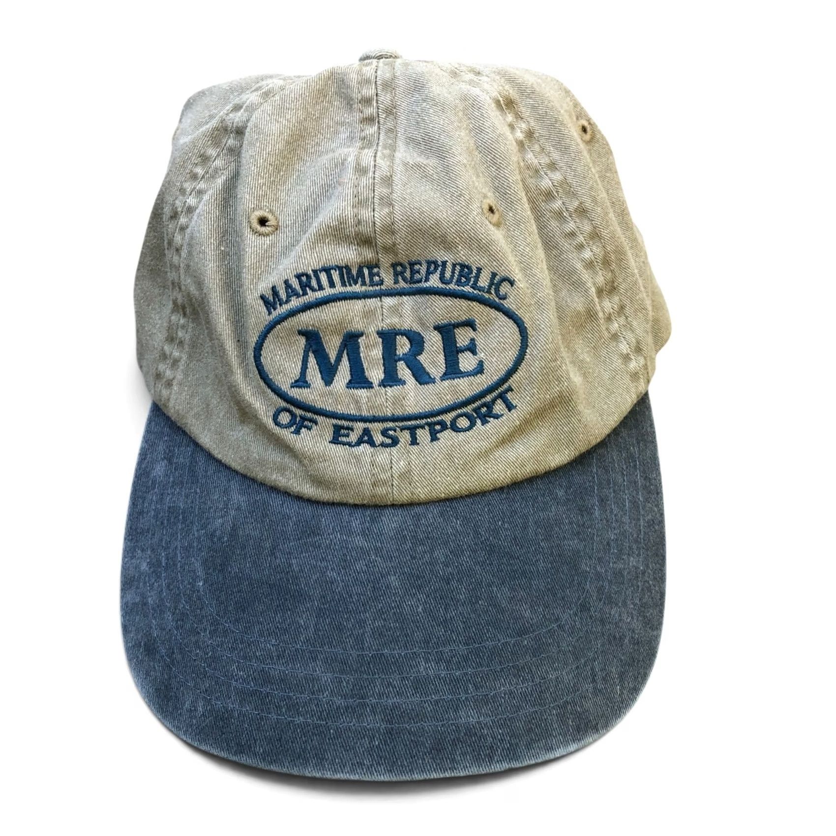 Vintage VINTAGE Jensen Headwear Maritime Republic of Eastport Hat Mens One Size Beige Baseball Cap Adjustable Cotton Cap Size ONE SIZE - 2 Thumbnail