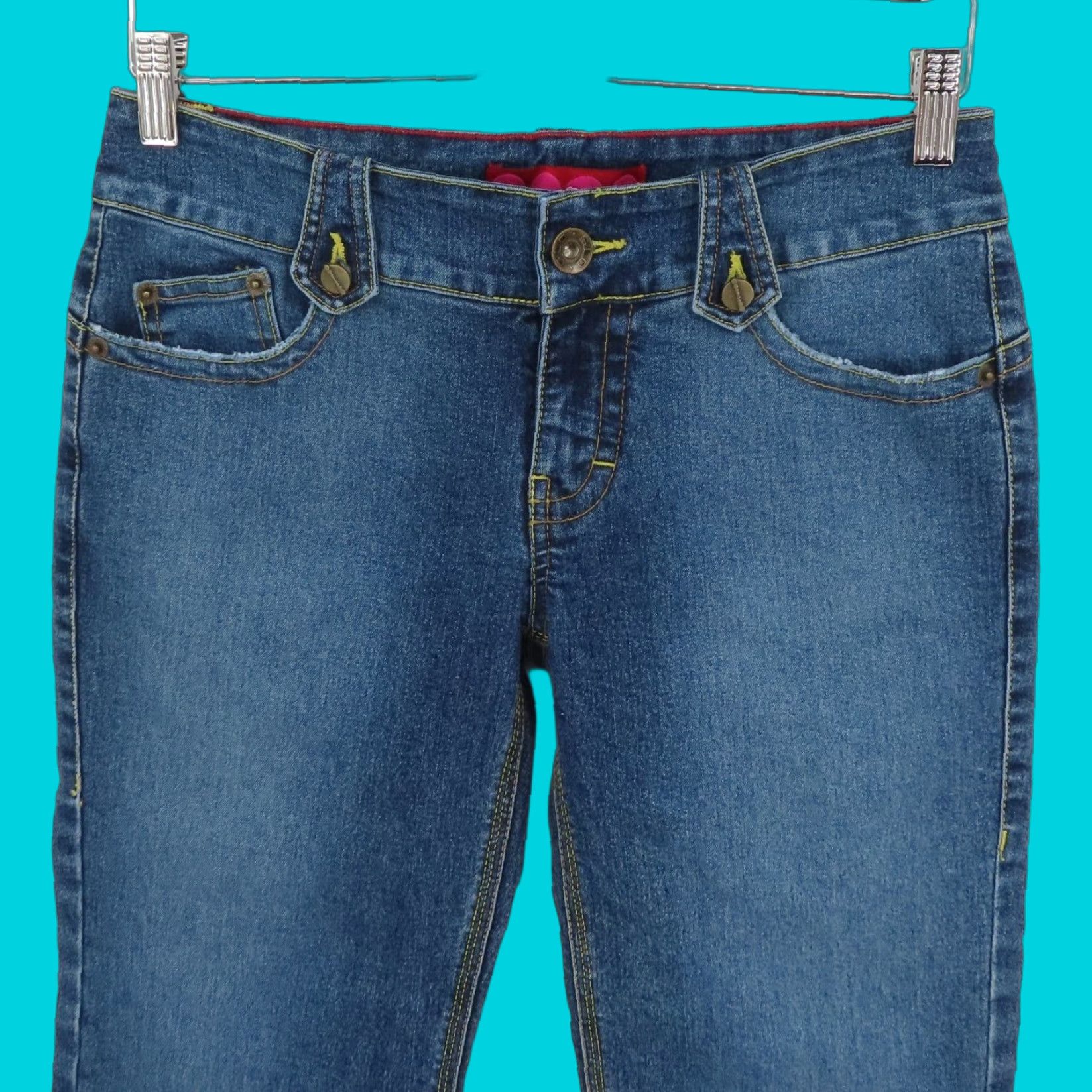 Vintage VINTAGE GLO Juniors Jeans Cropped Denim 5 Blue Crop Hem 2000s Womens Girls Jeans Cropped Cotton Blend Spring Summer Fall Winter Pattern: Solid Size 27" / US 4 / IT 40 - 1 Thumbnail