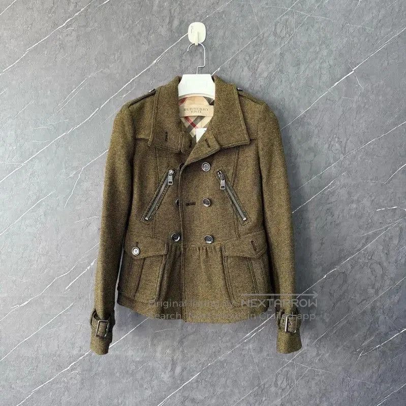 Burberry Brown-green Cotton Women's Jacket.