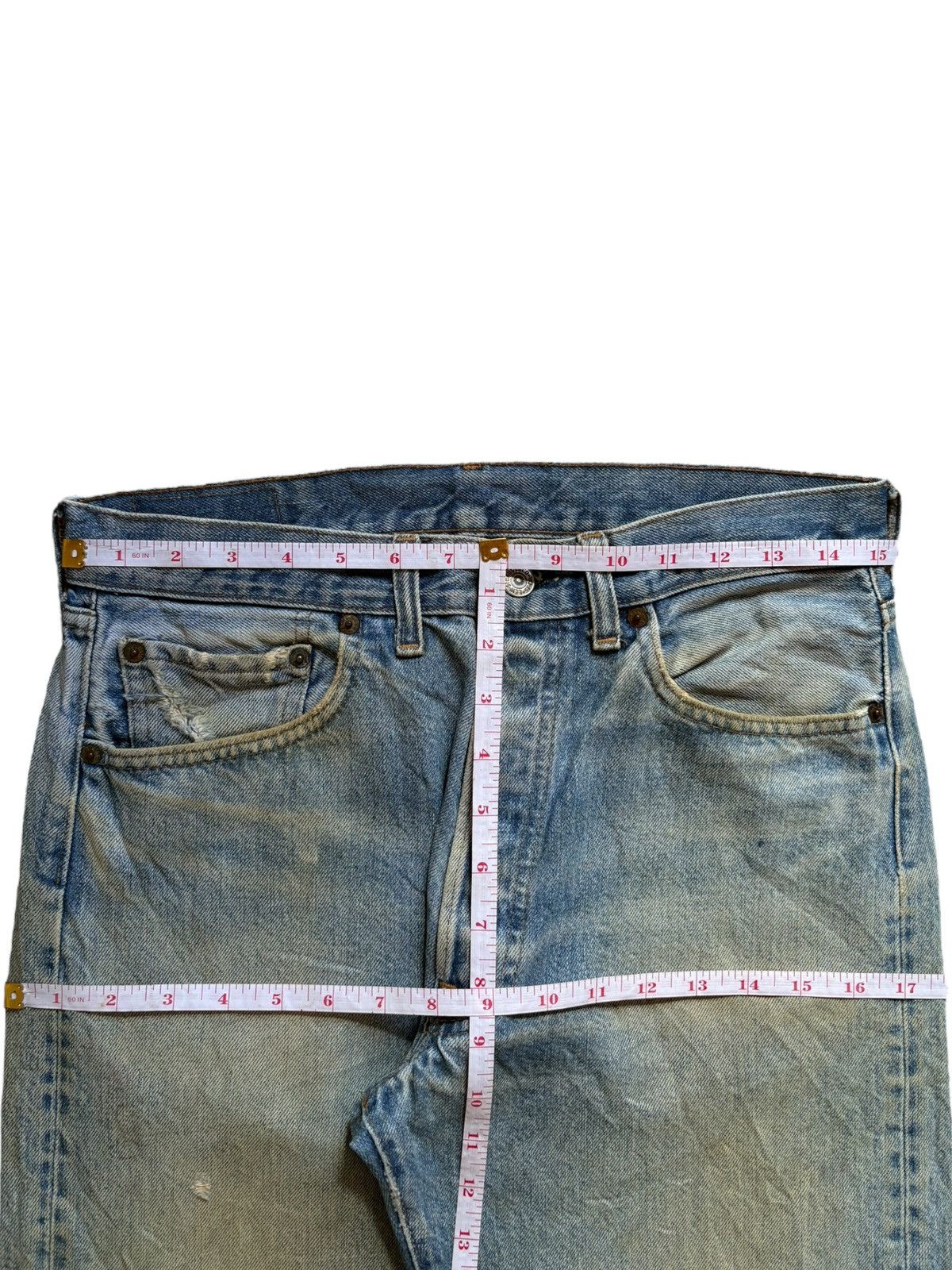 Levi's Vintage 70s Levis 501 Bartacks Mud Wash Jeans Button #2 Size US 31 - 12 Thumbnail