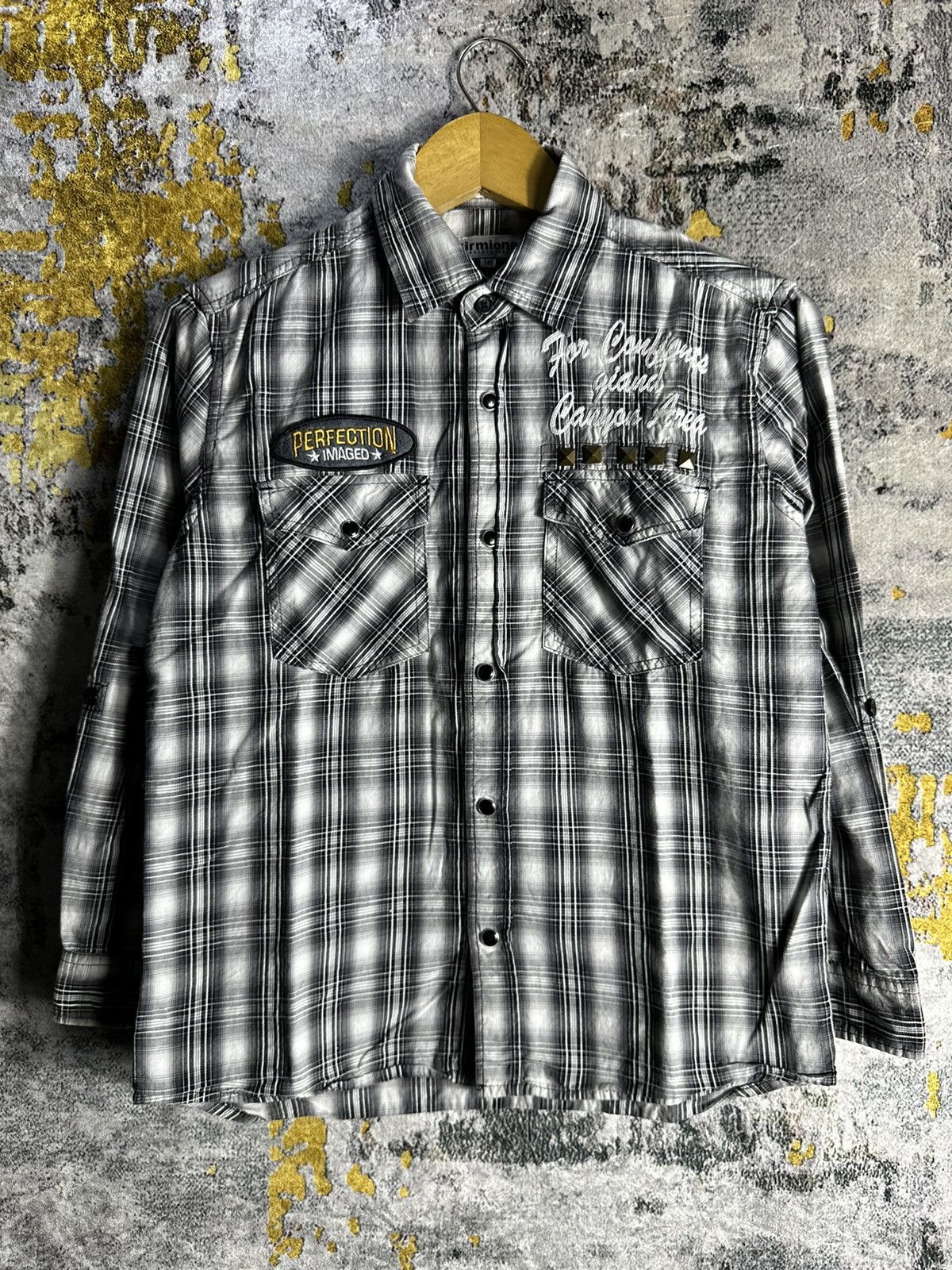 Japanese Brand STUDDED POEM SIRMIONE JUNYA WATANABE CDG STYLE SHIRT BUTTON Size US S / EU 44-46 / 1 - 1 Thumbnail
