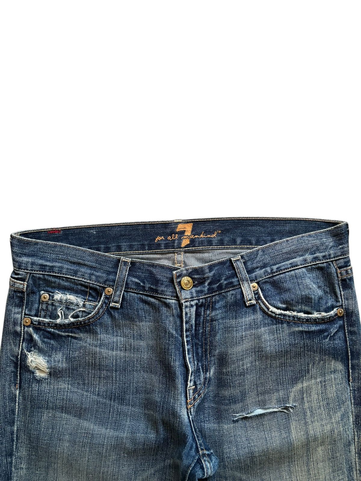 7 For All Mankind Vintage 7 For All Mankind Mud Wash Distressed Flare Jeans Size 32" / US 10 / IT 46 - 4 Thumbnail
