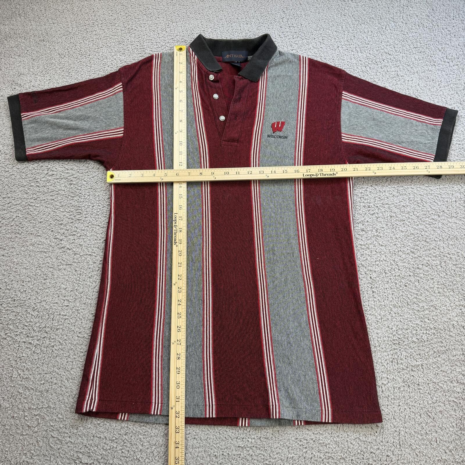 Antigua Vintage 90s Wisconsin Badgers Striped Polo Shirt Mens M Size US M / EU 48-50 / 2 - 3 Thumbnail