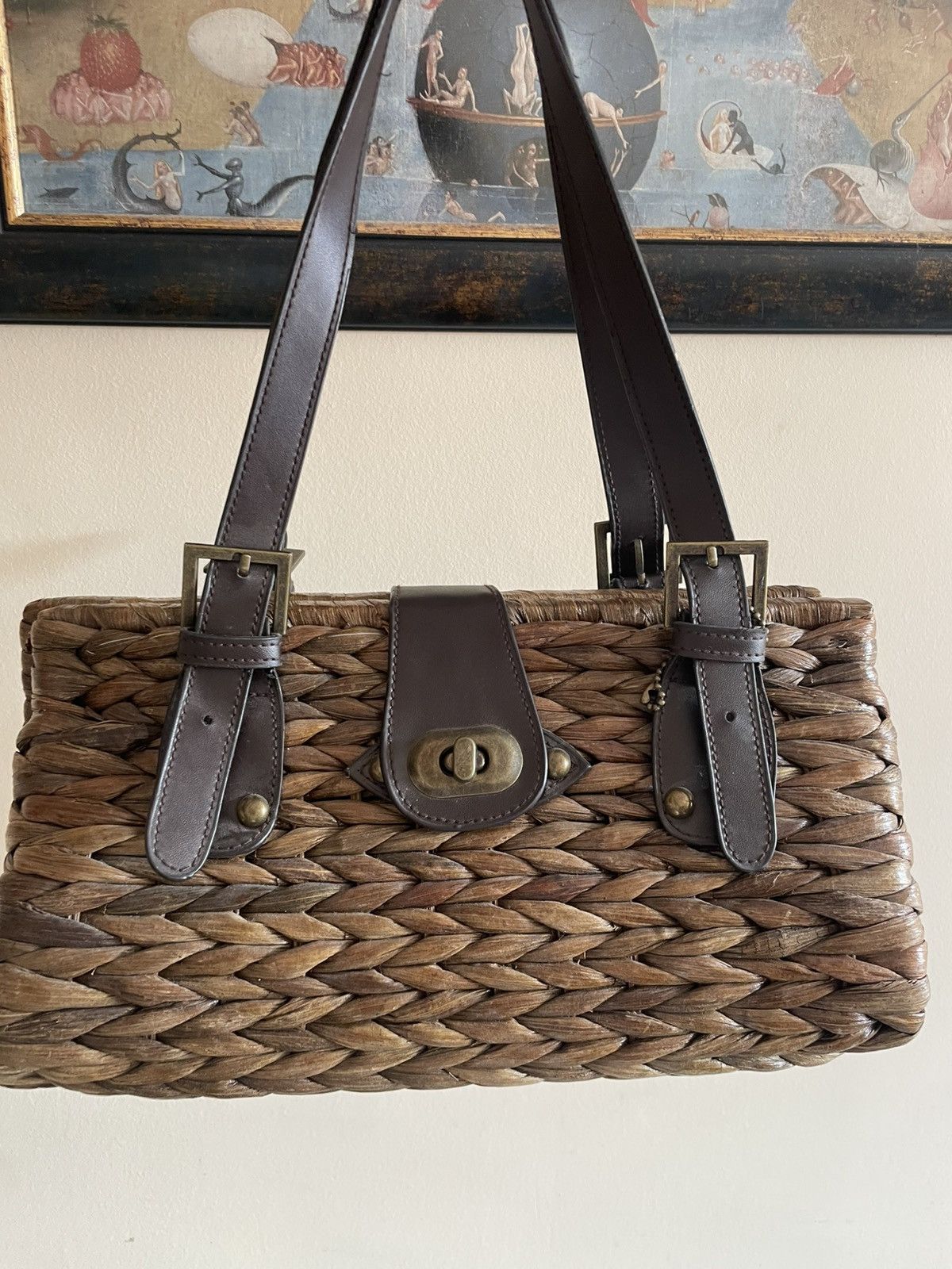 Vintage Vintage 70s / 80s rattan / bamboo basket bag handbag Size ONE SIZE - 7 Thumbnail