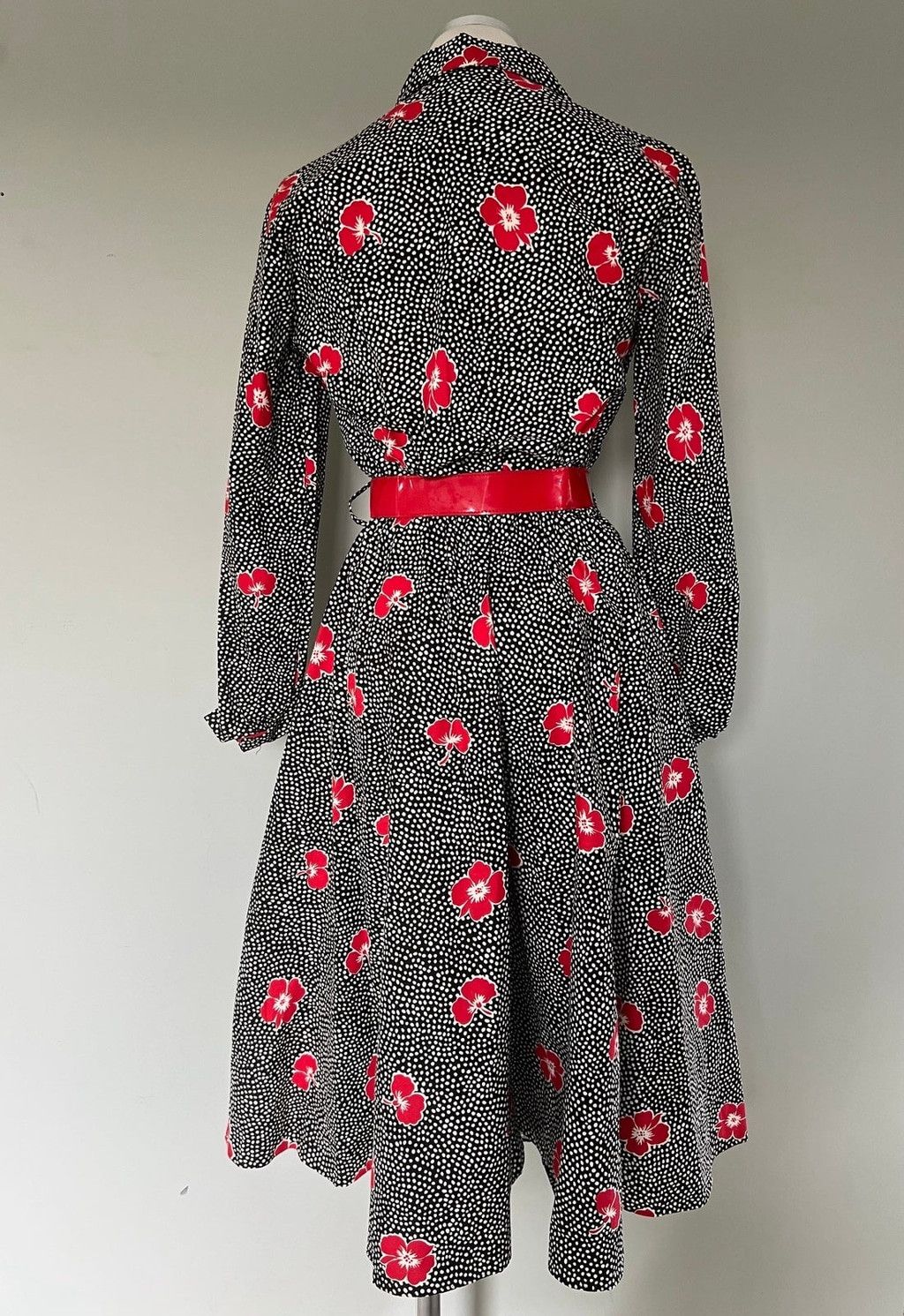 Vintage BNWT 1980s Deadstock Vintage Polka Dot Red Poppy Dress +Belt Size L / US 10 / IT 46 - 7 Thumbnail