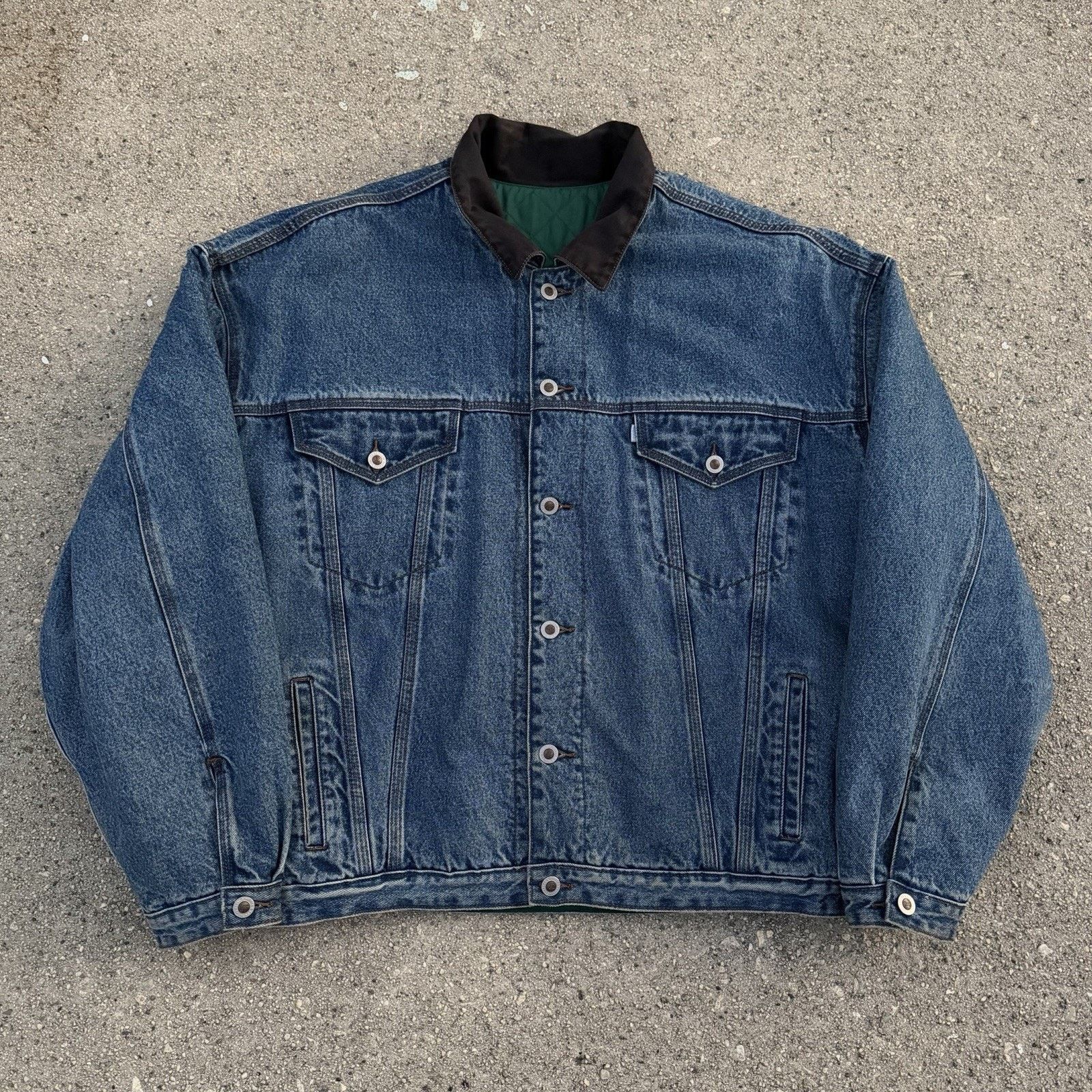 Levi's × Vintage Vintage 90s Levi’s Silvertab Reversible Puffer Denim Jacket Size US XL / EU 56 / 4 - 5 Thumbnail