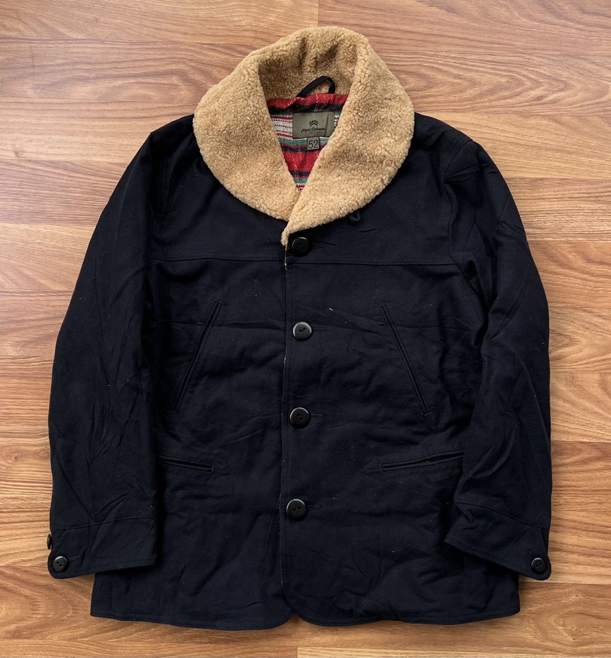 image of Archival Clothing x Nigel Cabourn Deck With Collar Jacket in Black, Men's (Size Large)