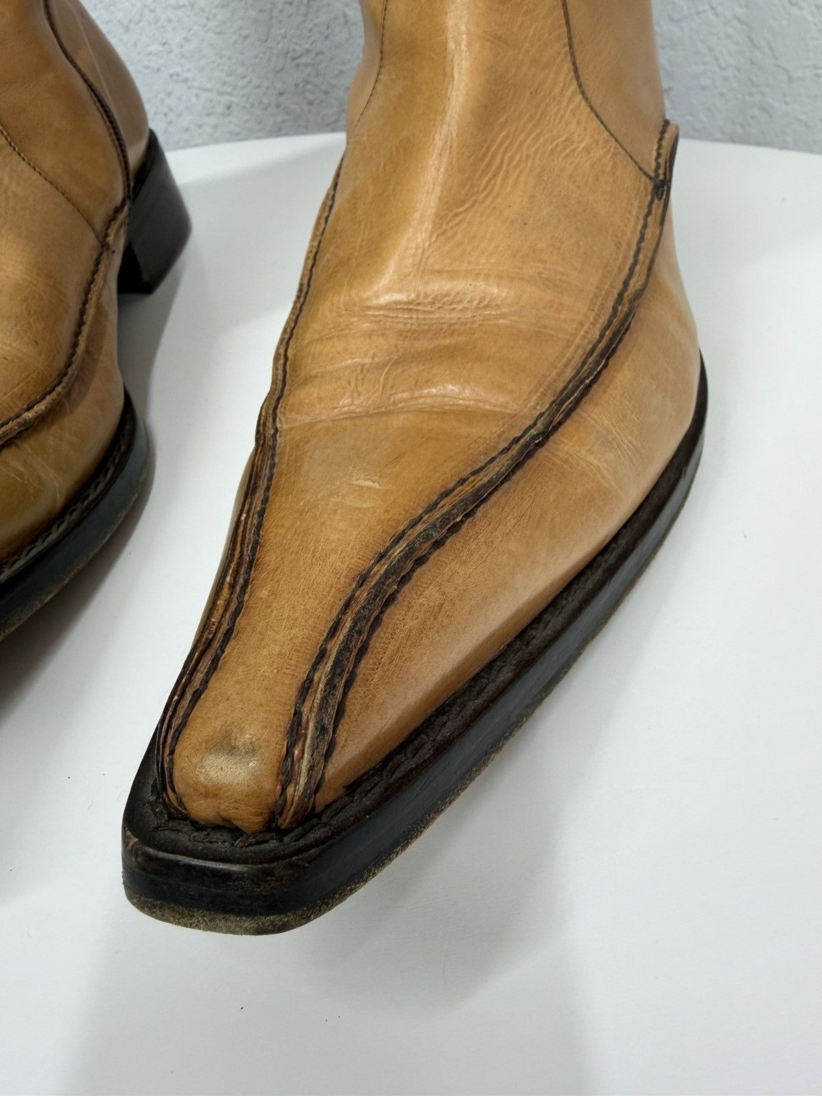 Hedi Slimane Vintage Camel Leather Zip Boots Guidi CCP Rick Owens Style Size US 11 / EU 44 - 12 Thumbnail