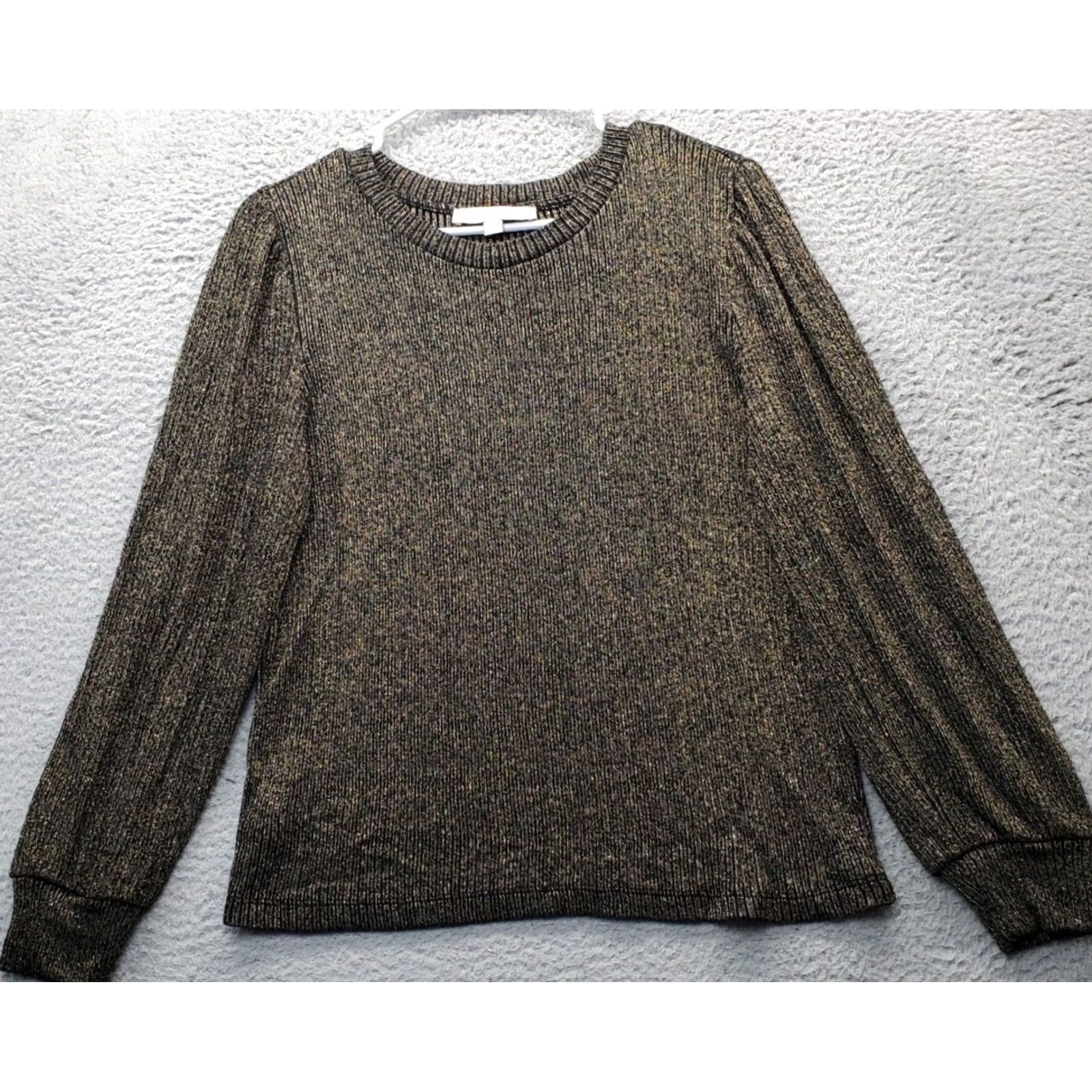 Loft LOFT Sweater Womens Large Multi Shimmer Puff Sleeve Lightweight Pullover Size L / US 10 / IT 46 - 2 Thumbnail