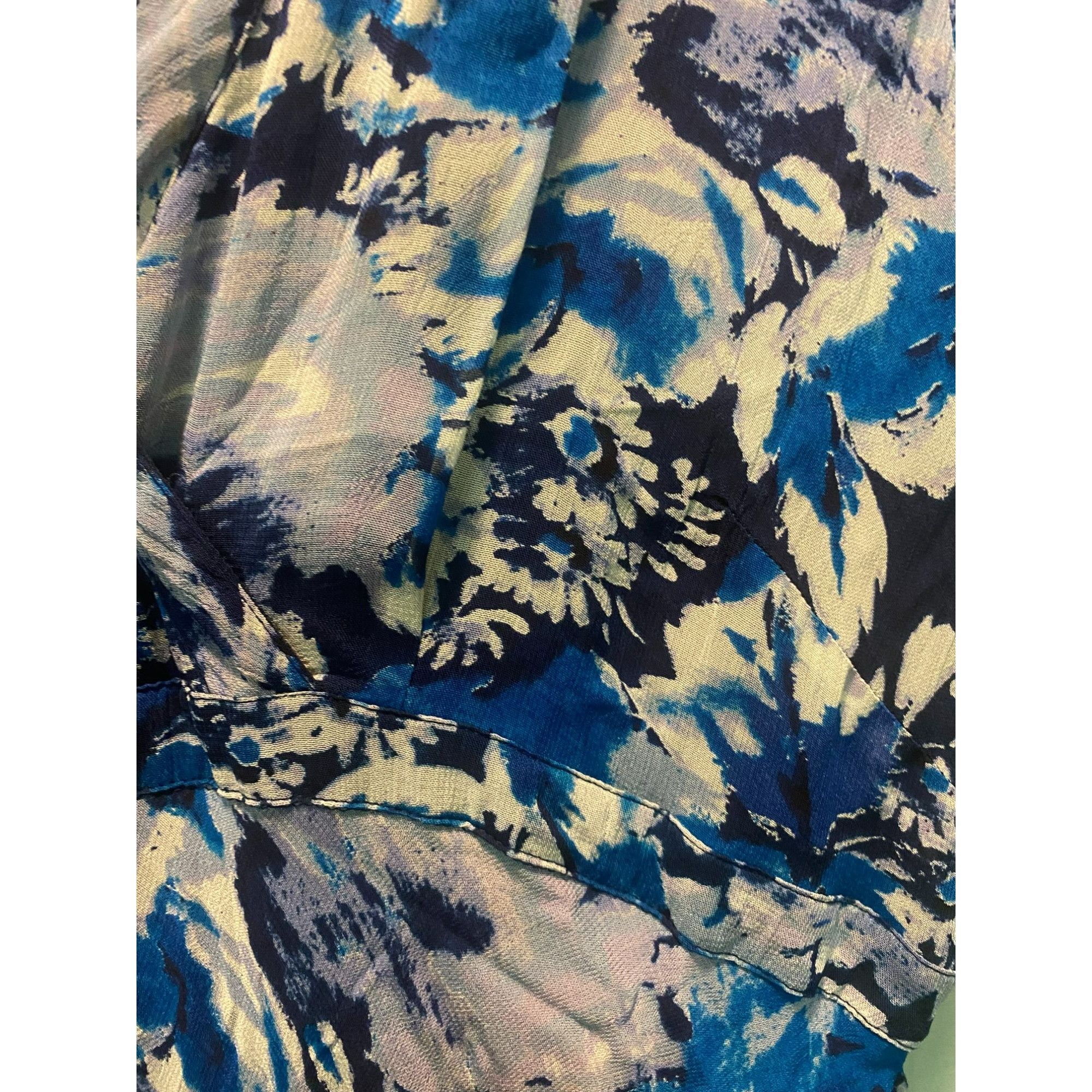 Avenue Avenue Womens Blue & White Floral Print V-Neck Midi Dress Si Size XXL / US 16-18 / IT 52-54 - 5 Thumbnail