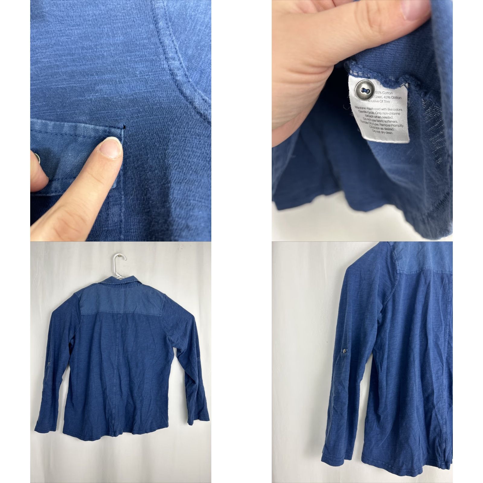 Eddie Bauer Eddie Bauer Shirt Womens XL Blue Linen Cotton Long Sleeve 1/4 Button Up Size XL / US 12-14 / IT 48-50 - 8 Thumbnail