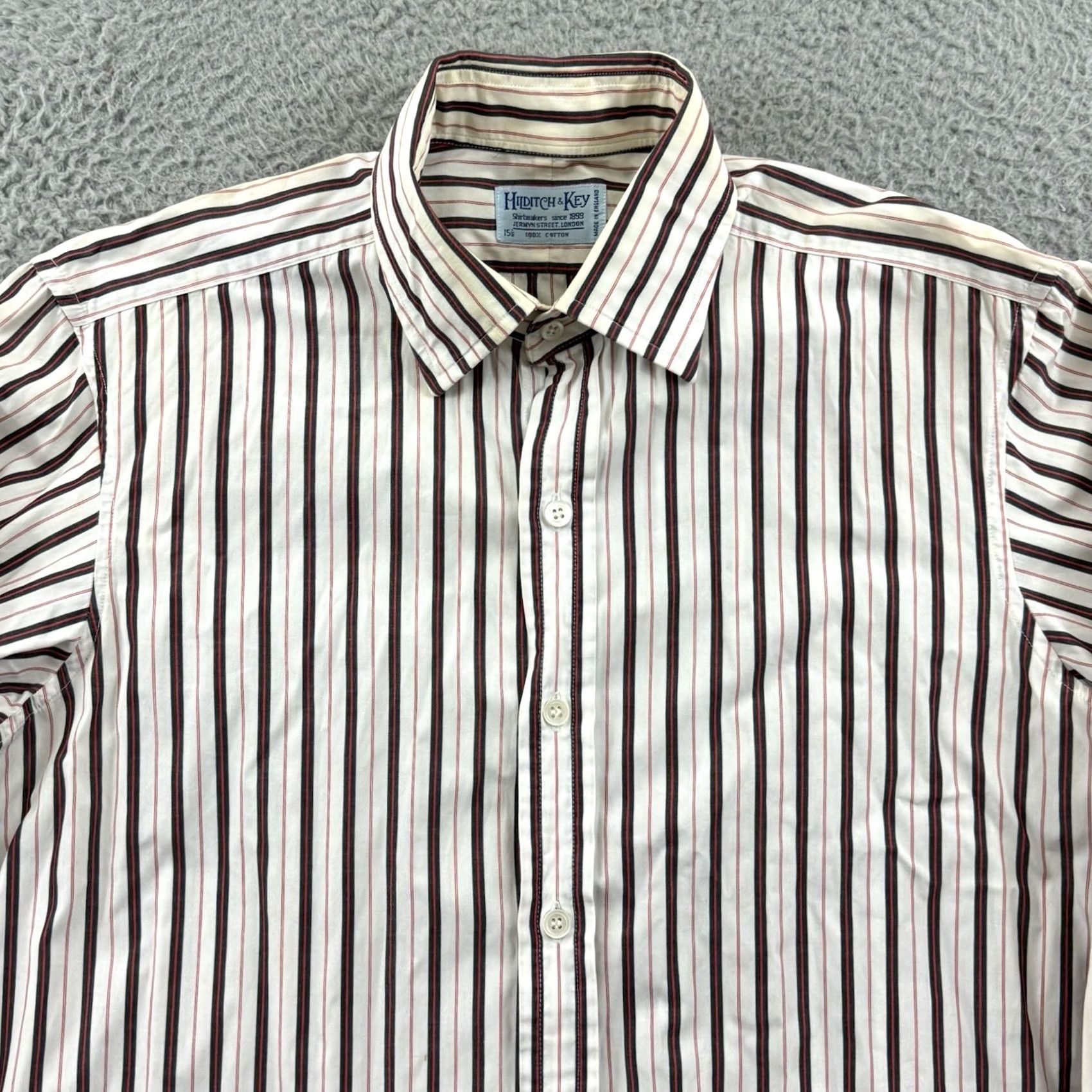 Vintage Hilditch & Key Shirt Mens Medium White Striped Button Down French Cuff Preppy Shirt Mens Medium White Striped Button Down French Cuff Preppy Size US L / EU 52-54 / 3 - 3 Thumbnail