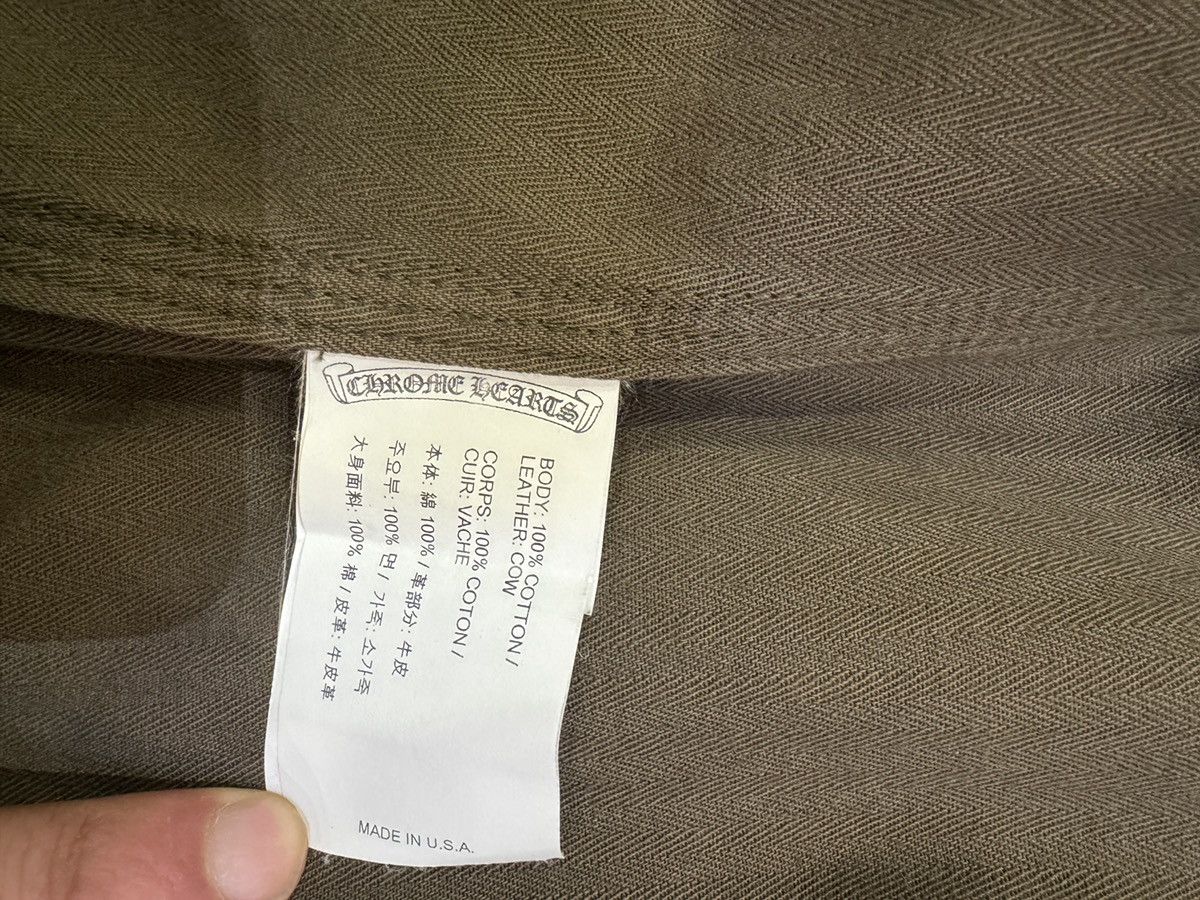 Chrome Hearts Olive & Black Leather Fleur Patch Button Up Shirt Size US L / EU 52-54 / 3 - 8 Thumbnail