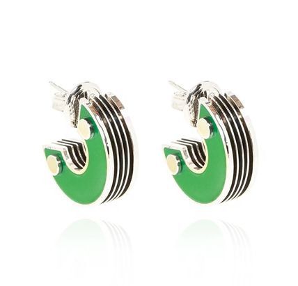 Bottega Veneta Bottega Veneta Bolt Earrings in silver/green Size ONE SIZE - 1 Thumbnail