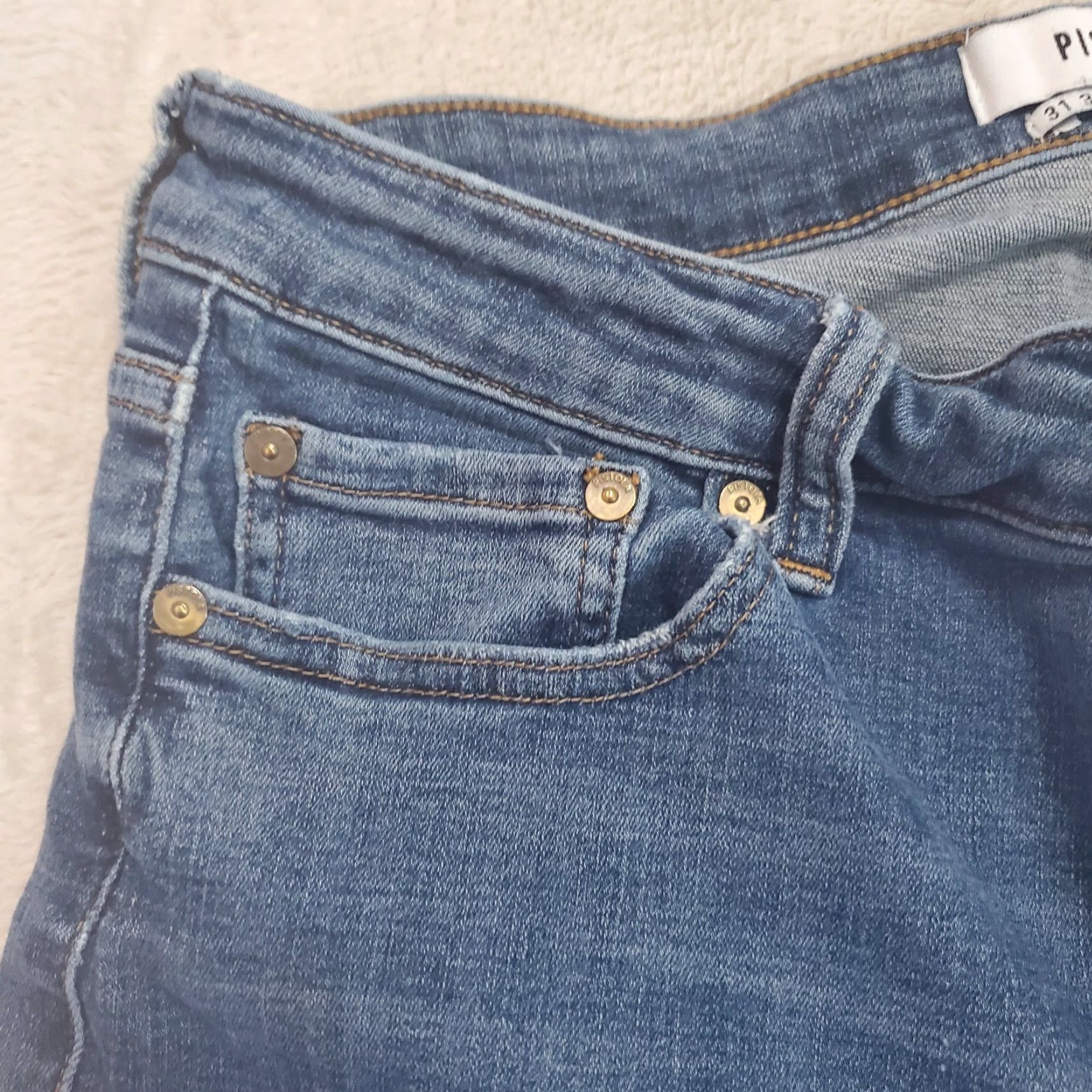 Pistola PISTOLA Jeans Women 31 Blue Mid Rise Skinny Distressed Raw Hem Denim Stretch Size 24" / US 00 / IT 34 - 6 Thumbnail