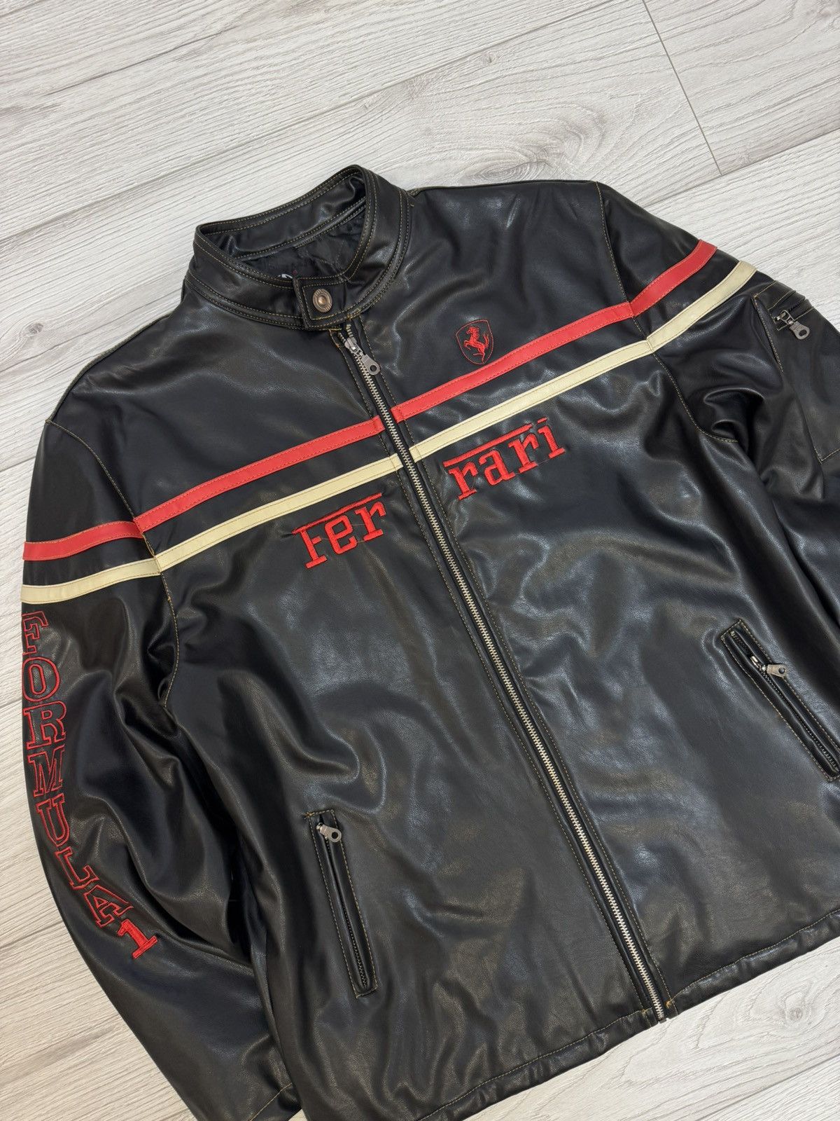Ferrari VINTAGE Ferrari Leather Jacket Rare F1 Streetwear Racing Size US XL / EU 56 / 4 - 3 Thumbnail