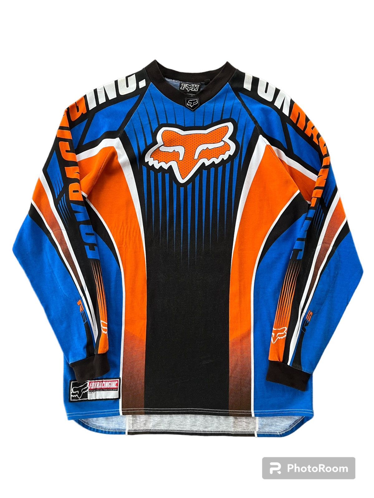 image of Vintage 90's Fox Racing Motocross Long Sleeve in Blue Orange, Men's (Size Medium)