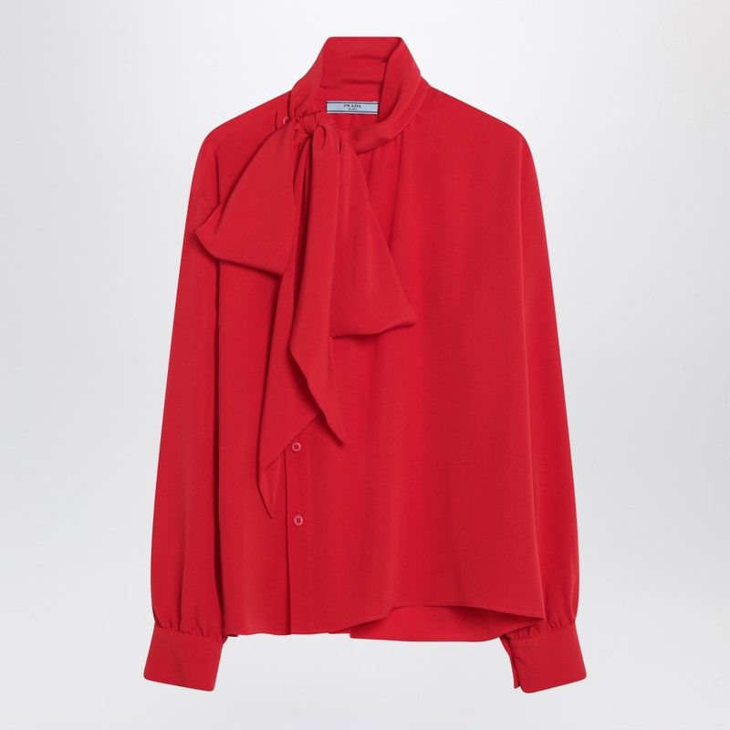 Prada Prada Red Silk Blouse With Scarf Size M / US 6-8 / IT 42-44 - 1 Thumbnail