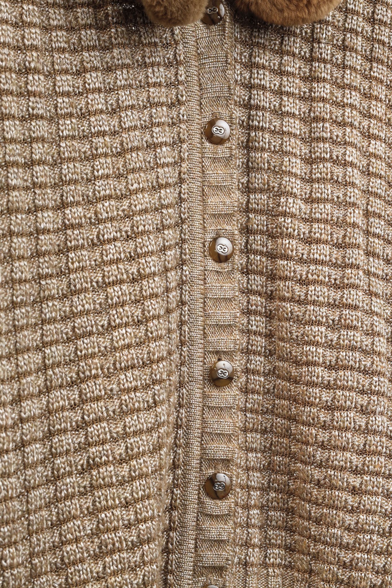 Escada Escada Brown Cardigan with Fur Chainlink Collar Size M / US 6-8 / IT 42-44 - 8 Thumbnail