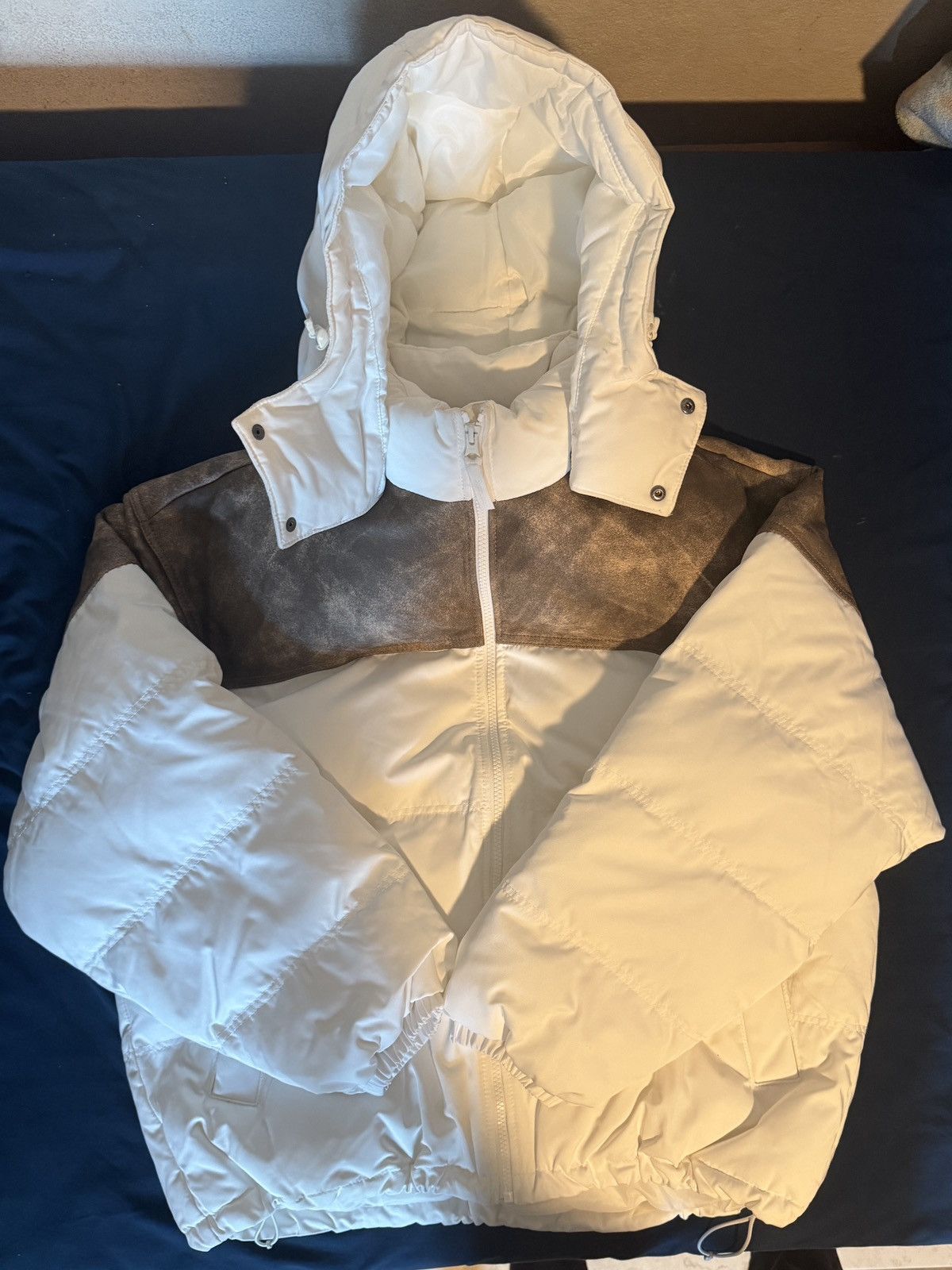 Supreme Supreme Leather Yoke Puffer Jacket 'White' Size US M / EU 48-50 / 2 - 2 Thumbnail