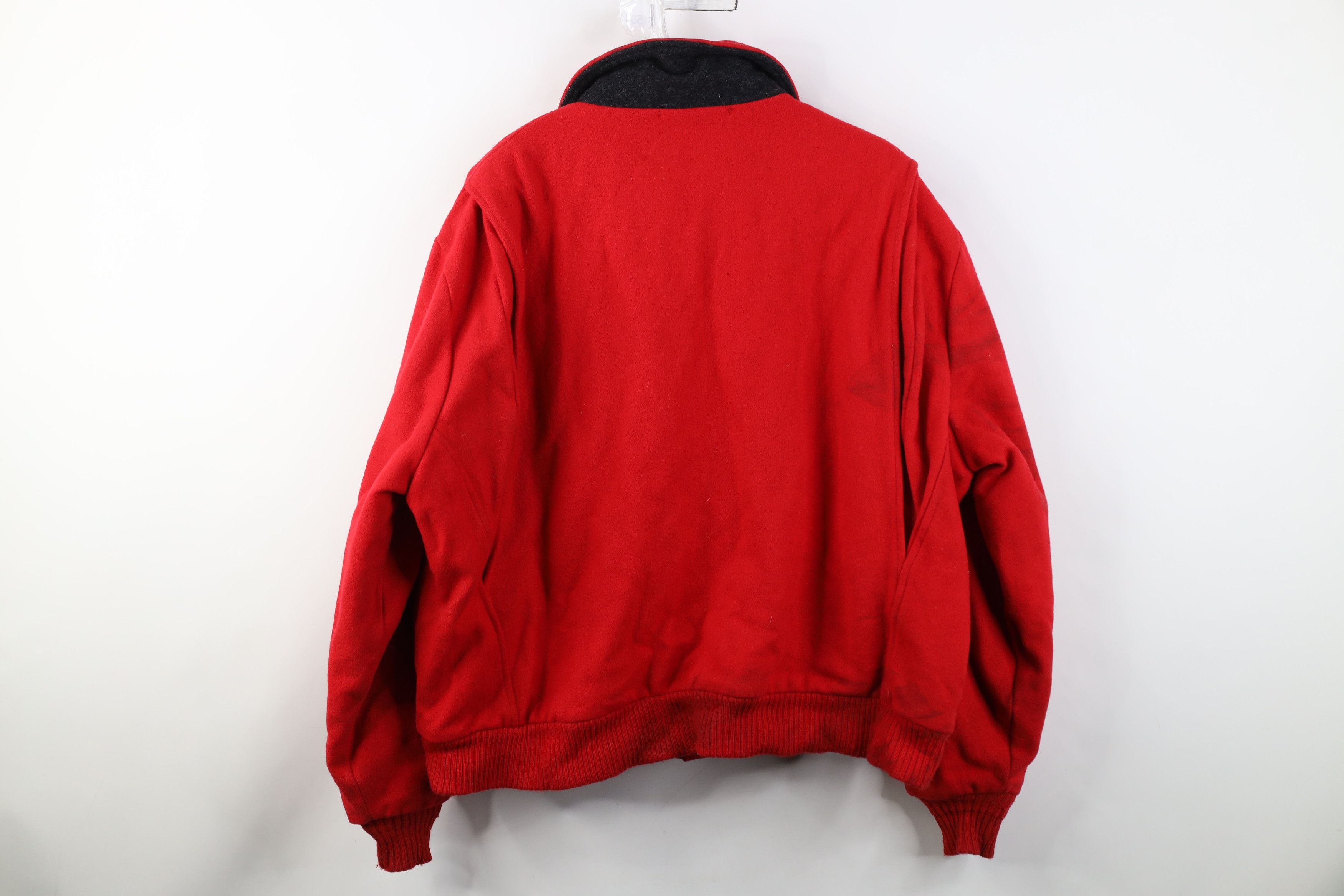 Woolrich Woolen Mills Vintage 90s Woolrich Wool Full Zip Bomber Jacket Red USA Size US XL / EU 56 / 4 - 14 Thumbnail