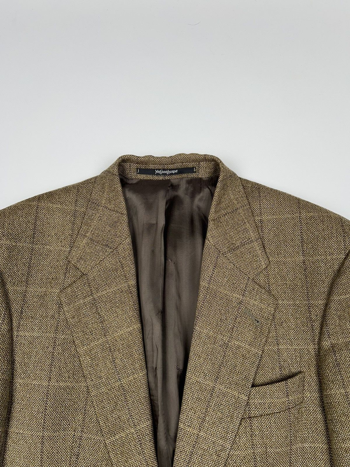 Vintage × Yves Saint Laurent Yves Saint Laurent Wool Blazer Brown Jacket Size 44R - 7 Thumbnail