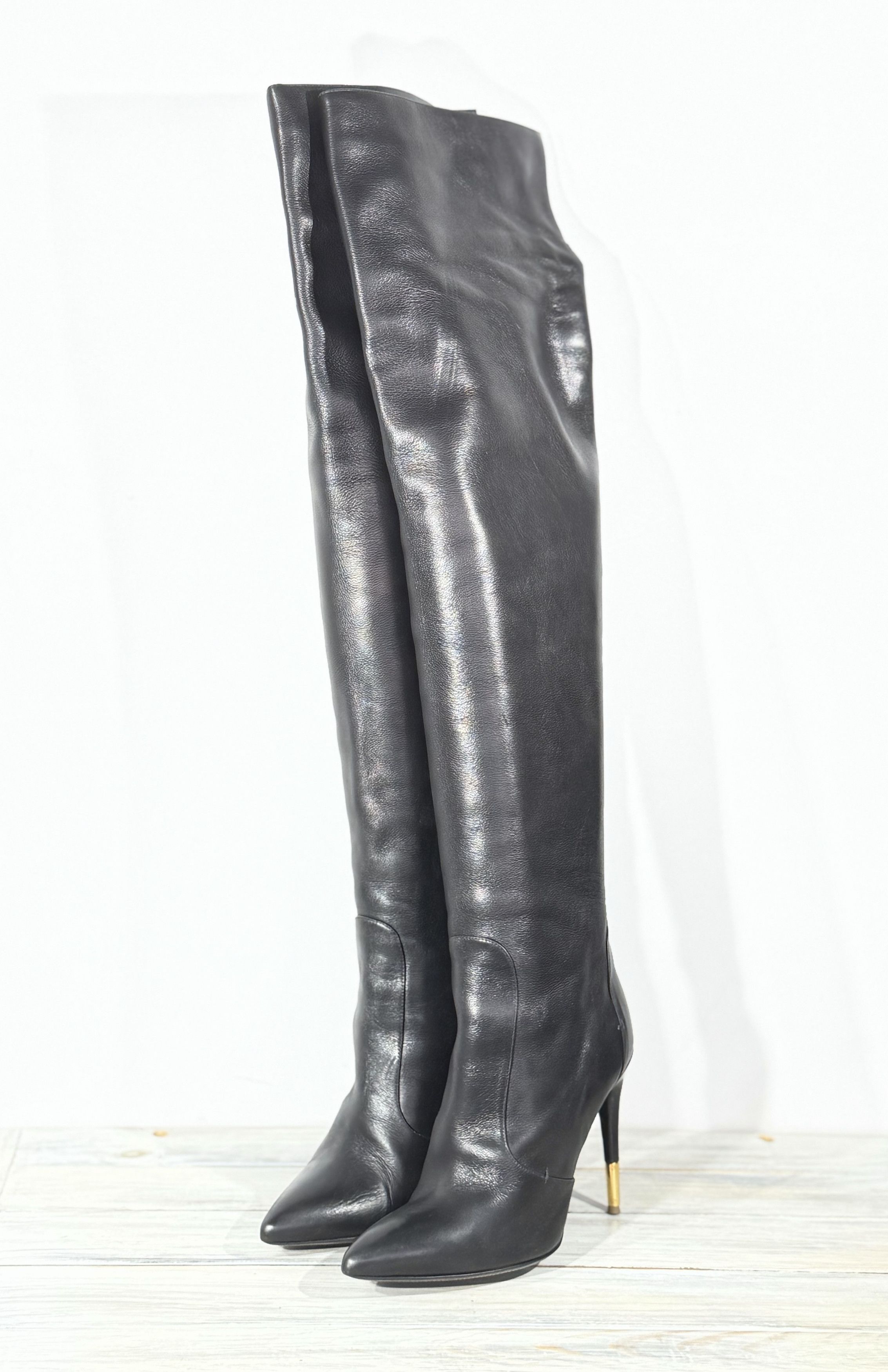 TOM FORD Embellished Leather Over-The-Knee Boots MadeinItaly