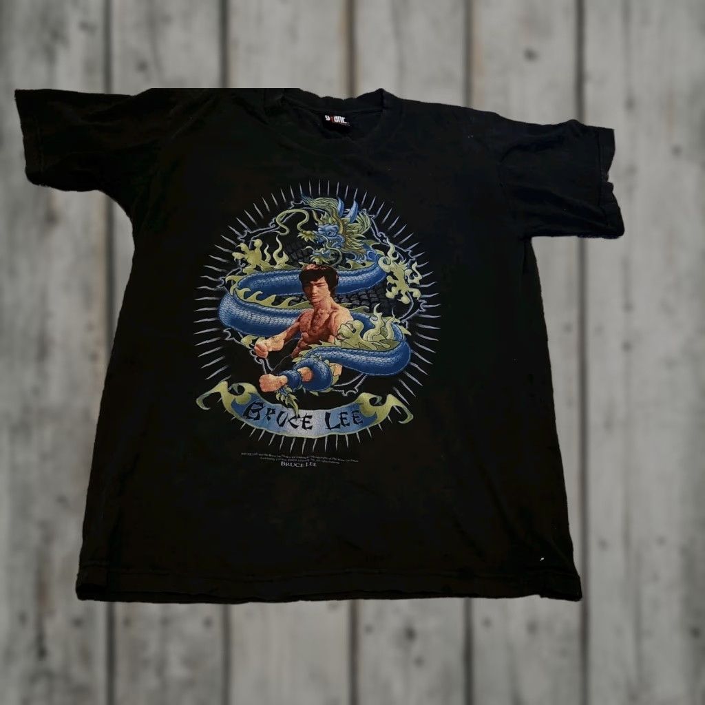Lee VINTAGE Giant Bruce Lee Black T Shirt Mens M Medium Graphic Print Crew Neck Short Sleeve Dragon Movie Promo EUC Size US M / EU 48-50 / 2 - 1 Thumbnail