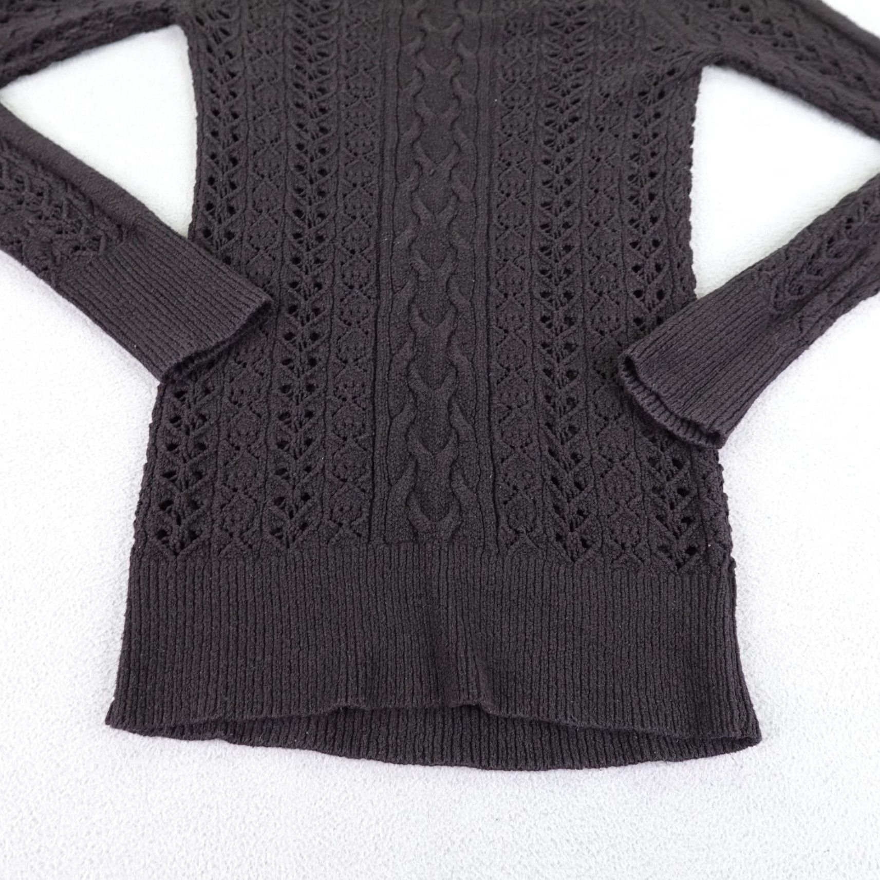 Free People Free People Sweater Small Black Boho Open Cable Knit Tunic Top Pullover Womens Size S / US 4 / IT 40 - 3 Thumbnail