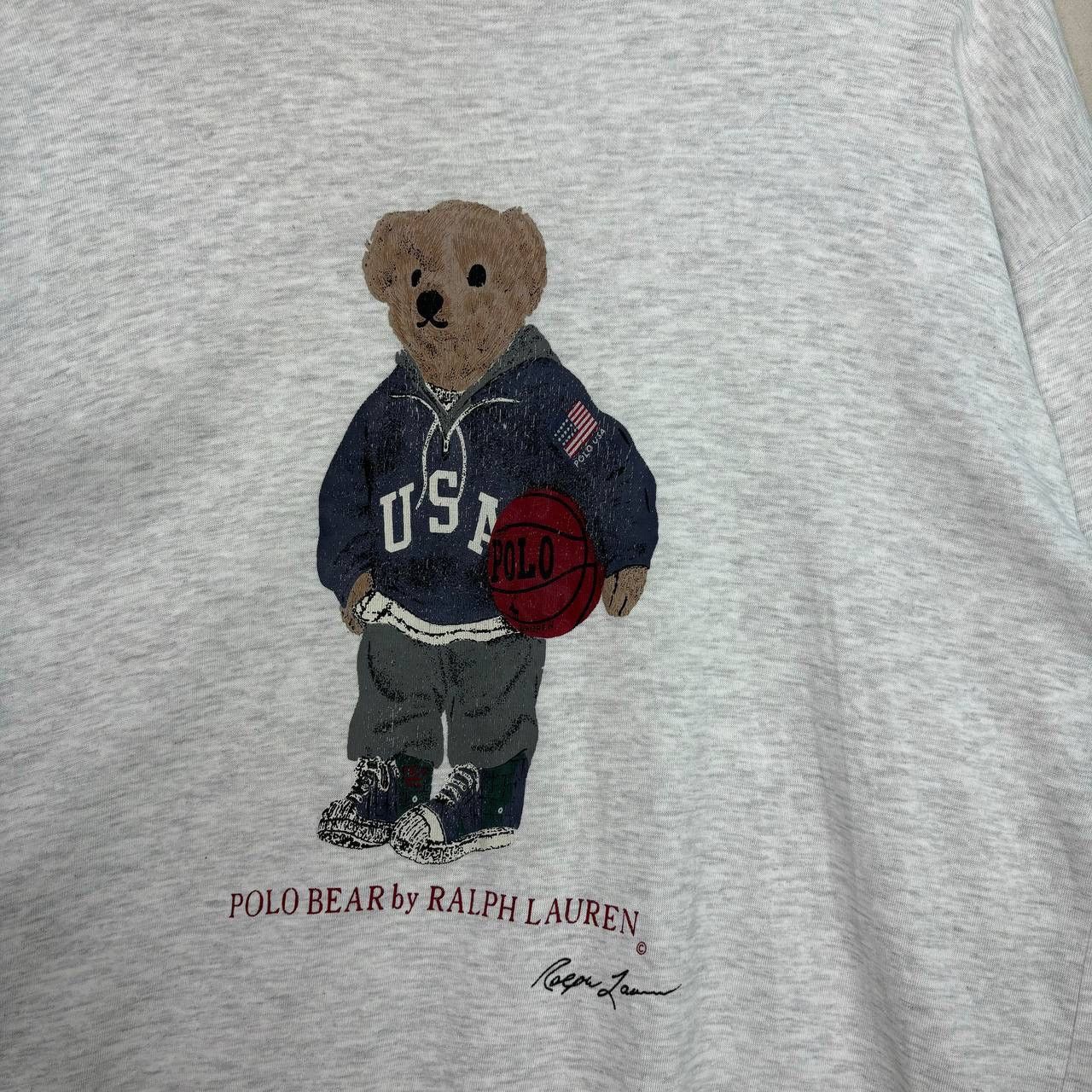 Polo Ralph Lauren Vtg 90s Polo Bear USA Basketball Long Sleeve Shirt L Grey Size US L / EU 52-54 / 3 - 3 Thumbnail