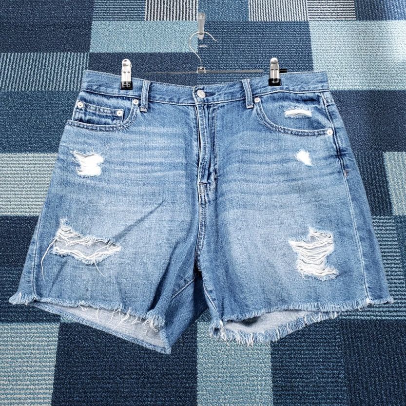 Gap Gap Bermuda Shorts Womens 29 Blue High Rise 5-Pocket Denim Stone Wash Casual Size 29" - 1 Thumbnail