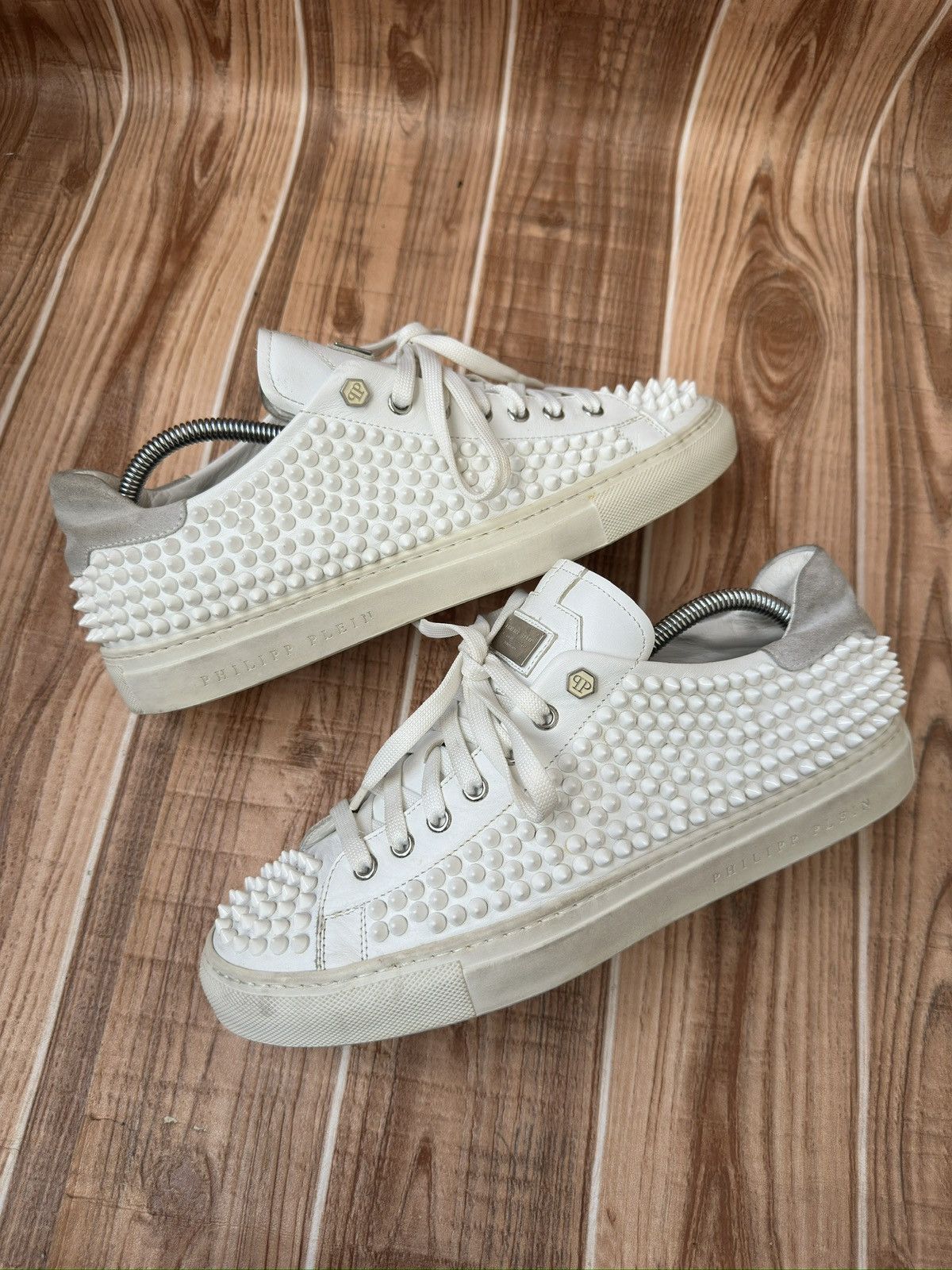 Philipp Plein Philipp Plein 78 Studded Spiked White Low Top Trainers Size US 9 / EU 42 - 5 Thumbnail
