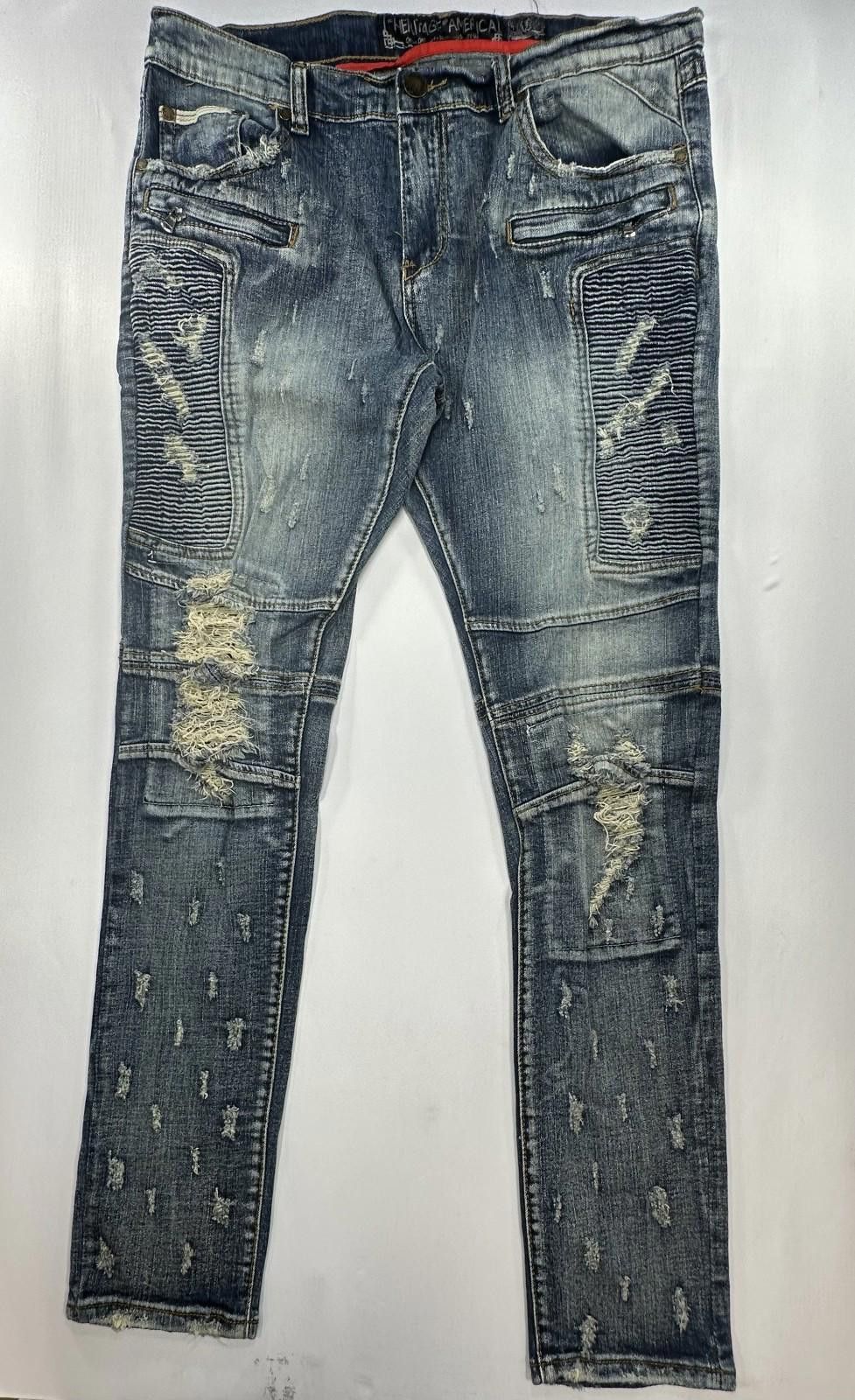 Other Heritage America Distressed Denim Jeans Blue Men 38/34 Size US 38 / EU 54 - 1 Thumbnail