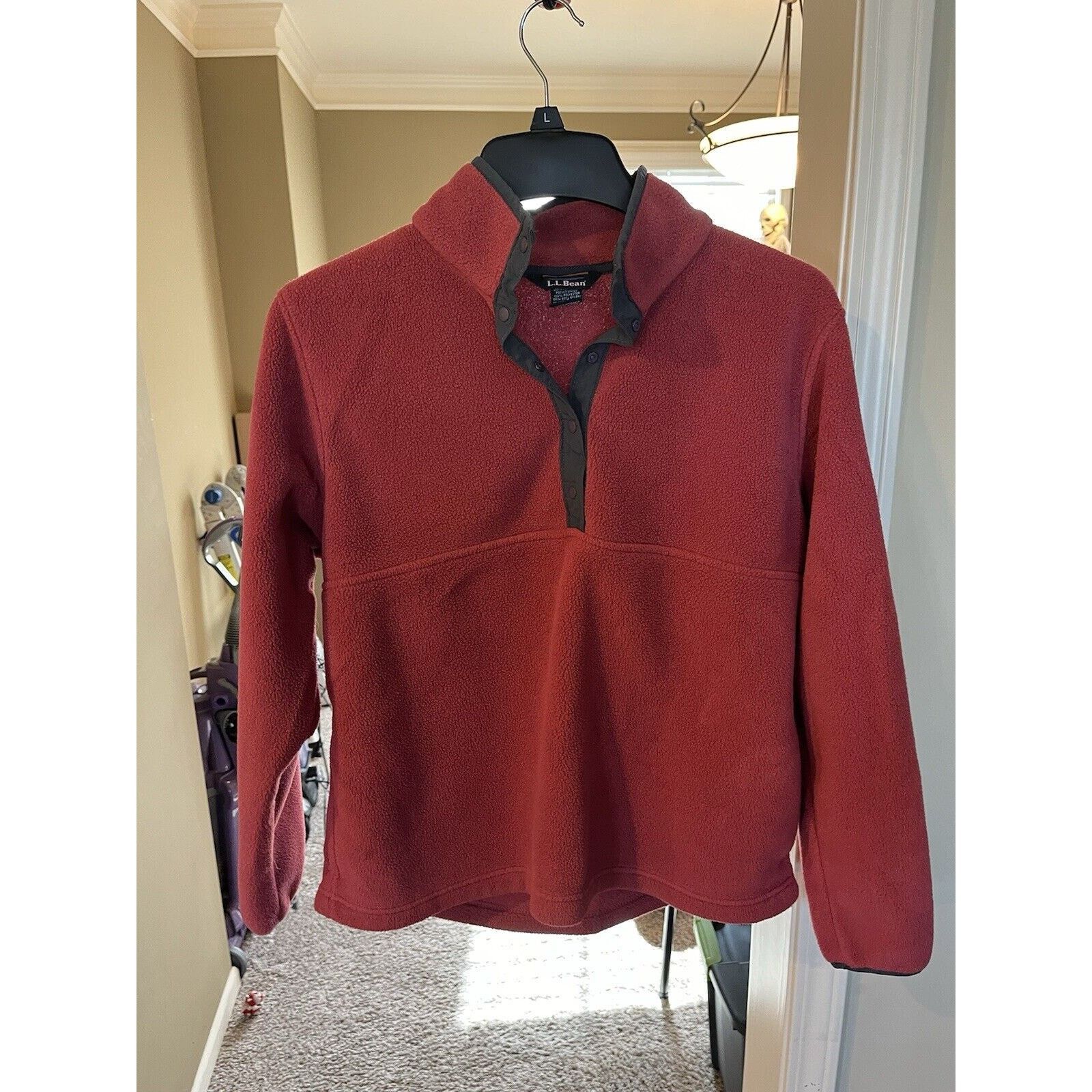 L.L. Bean LL Bean Jacket Womens M Red 1/4 Snap Sweater Fleece Pullover Size M / US 6-8 / IT 42-44 - 1 Thumbnail