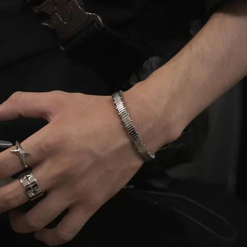 Jewelry 123Broken Silver Cuff – Wide Cold Wind Bracelet, Unisex Size ONE SIZE - 2 Thumbnail